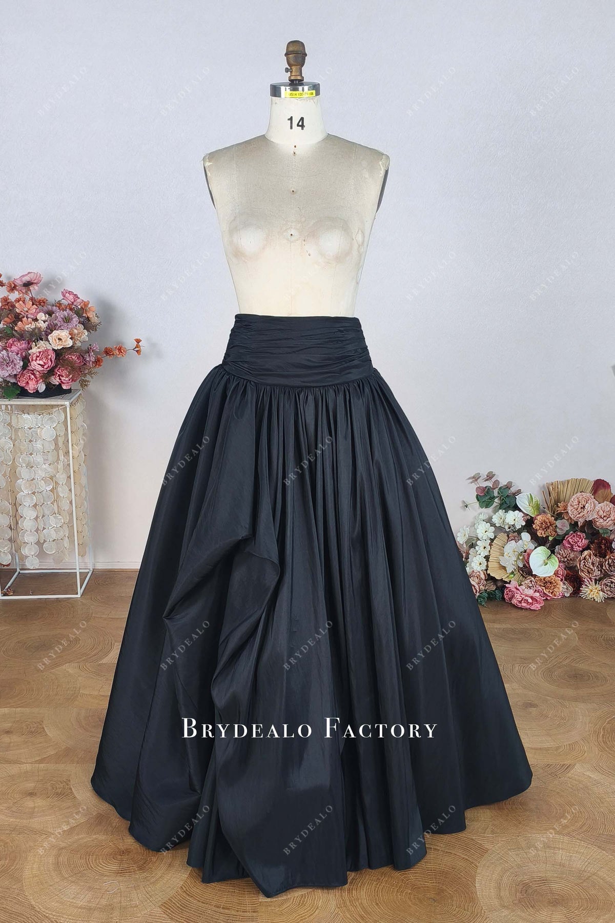 custom black taffeta pickup skirt