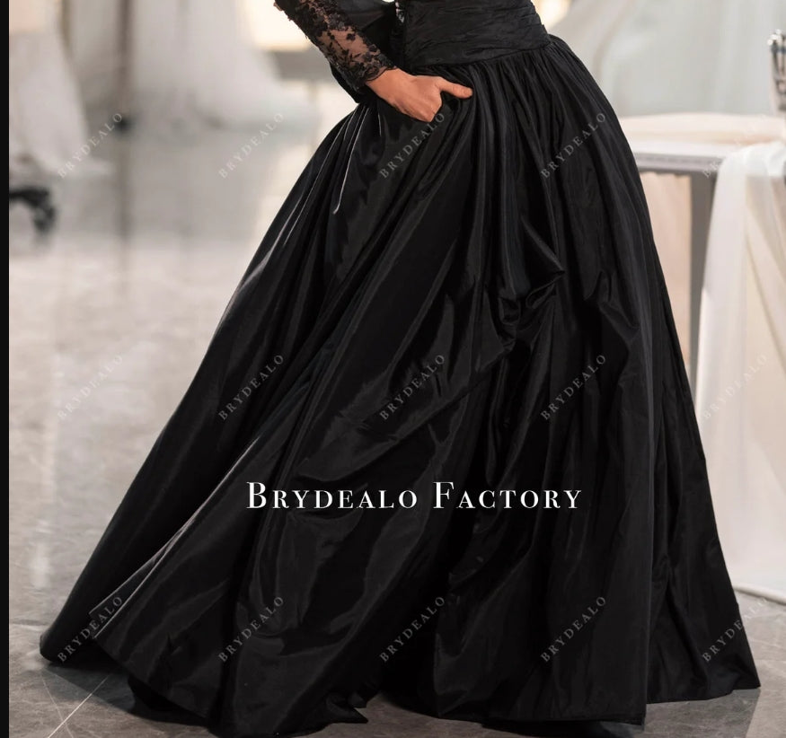 Custom Black Taffeta Skirt