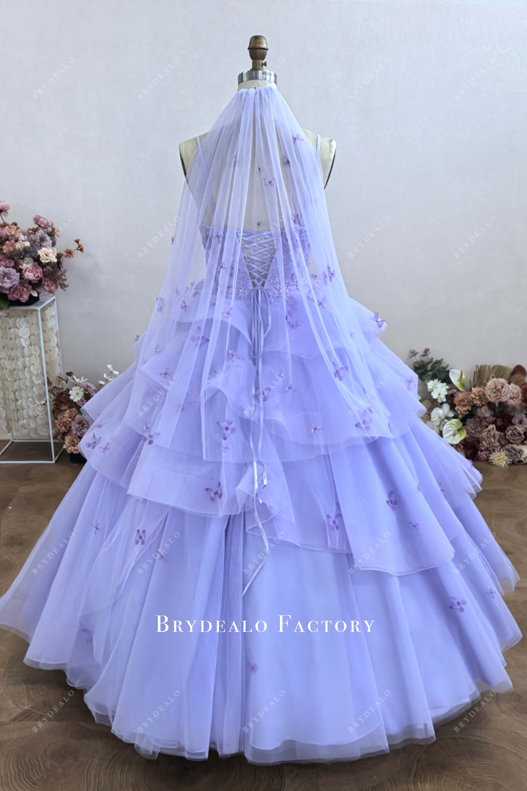 custom butterfly single tier veil