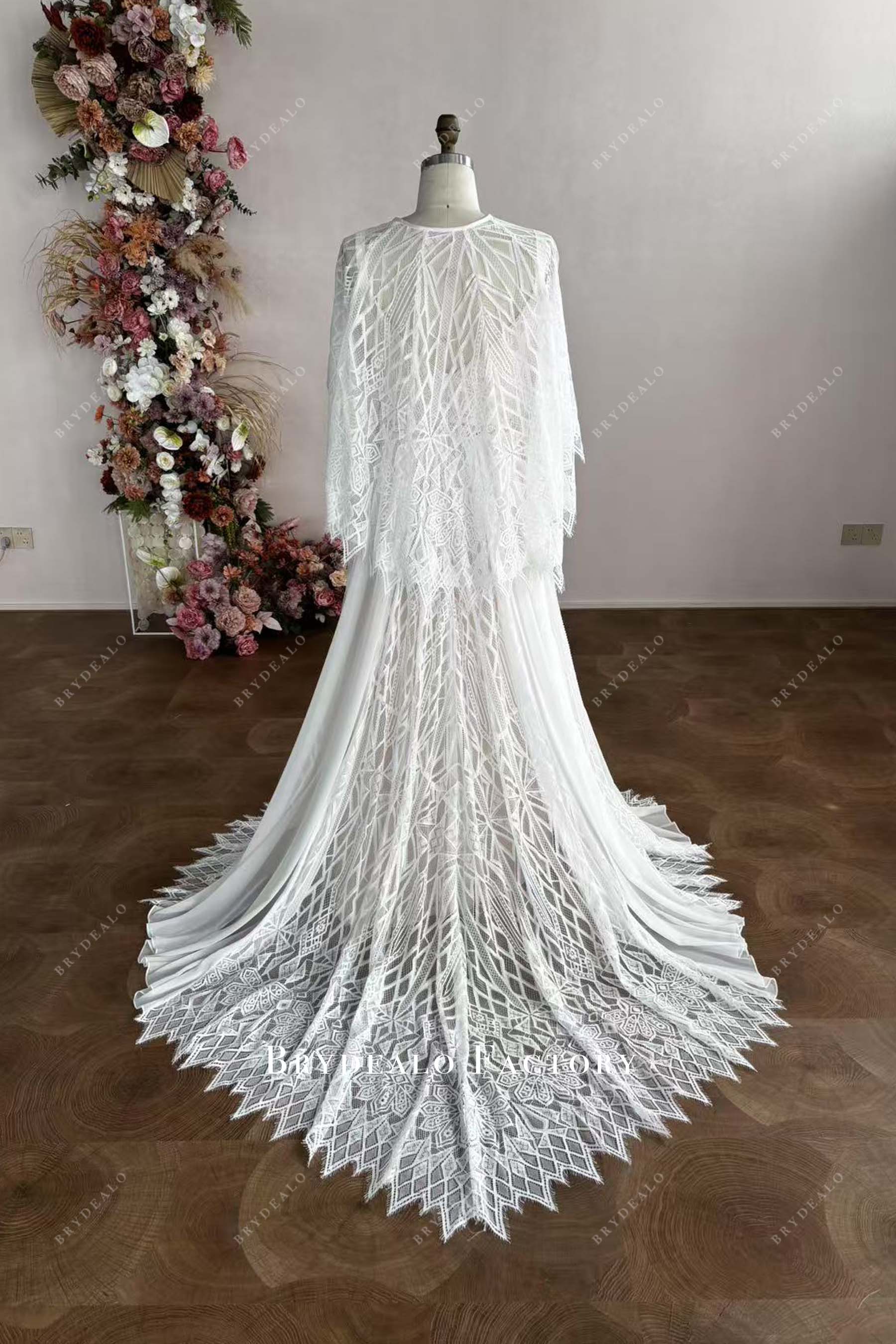 custom cape wedding dress