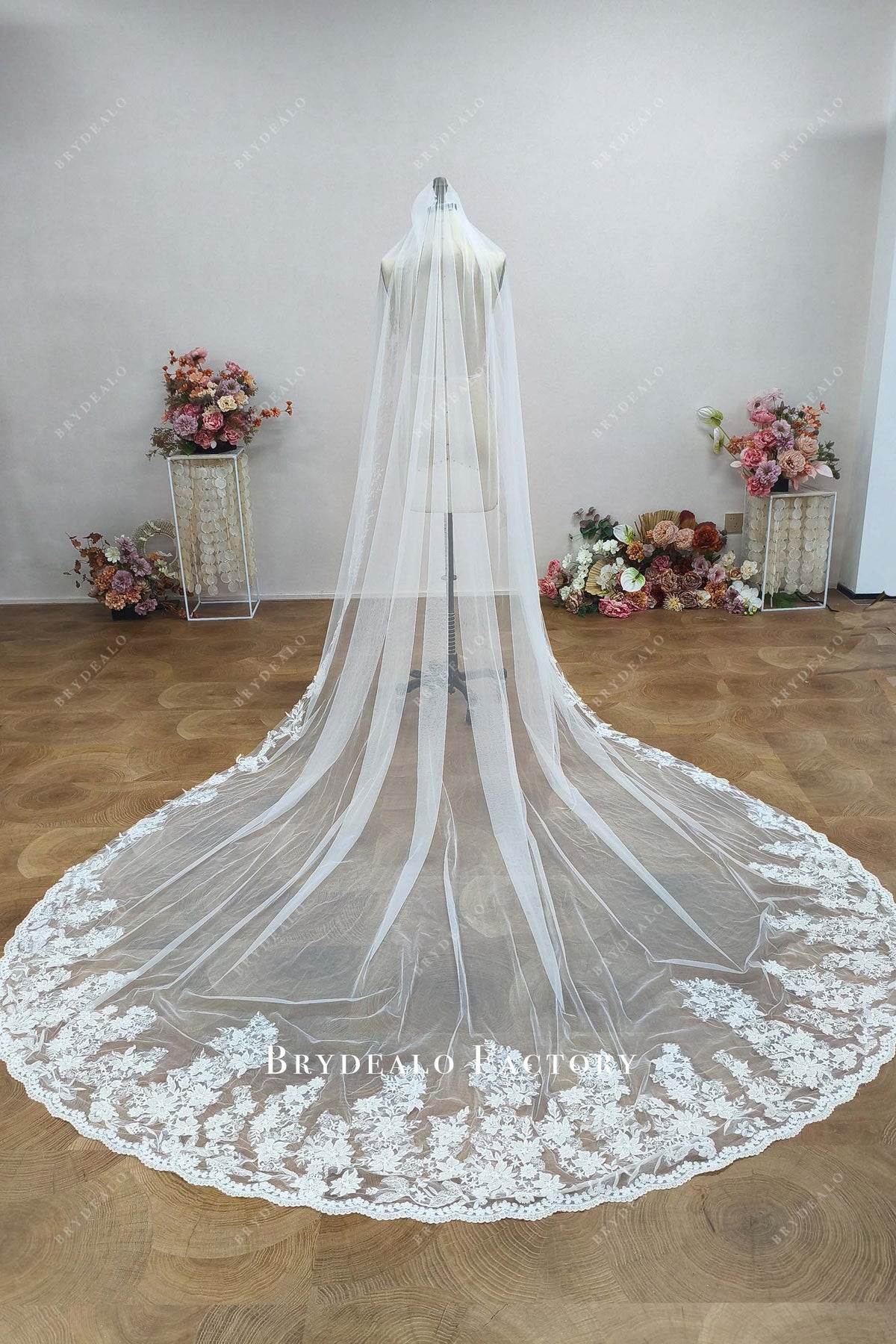 custom cathedral length lace bridal veil