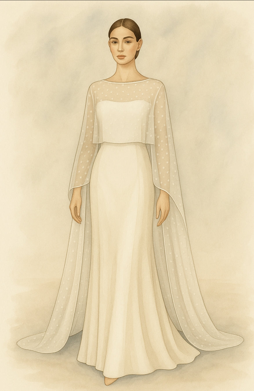 Custom Dot Bridal Cape