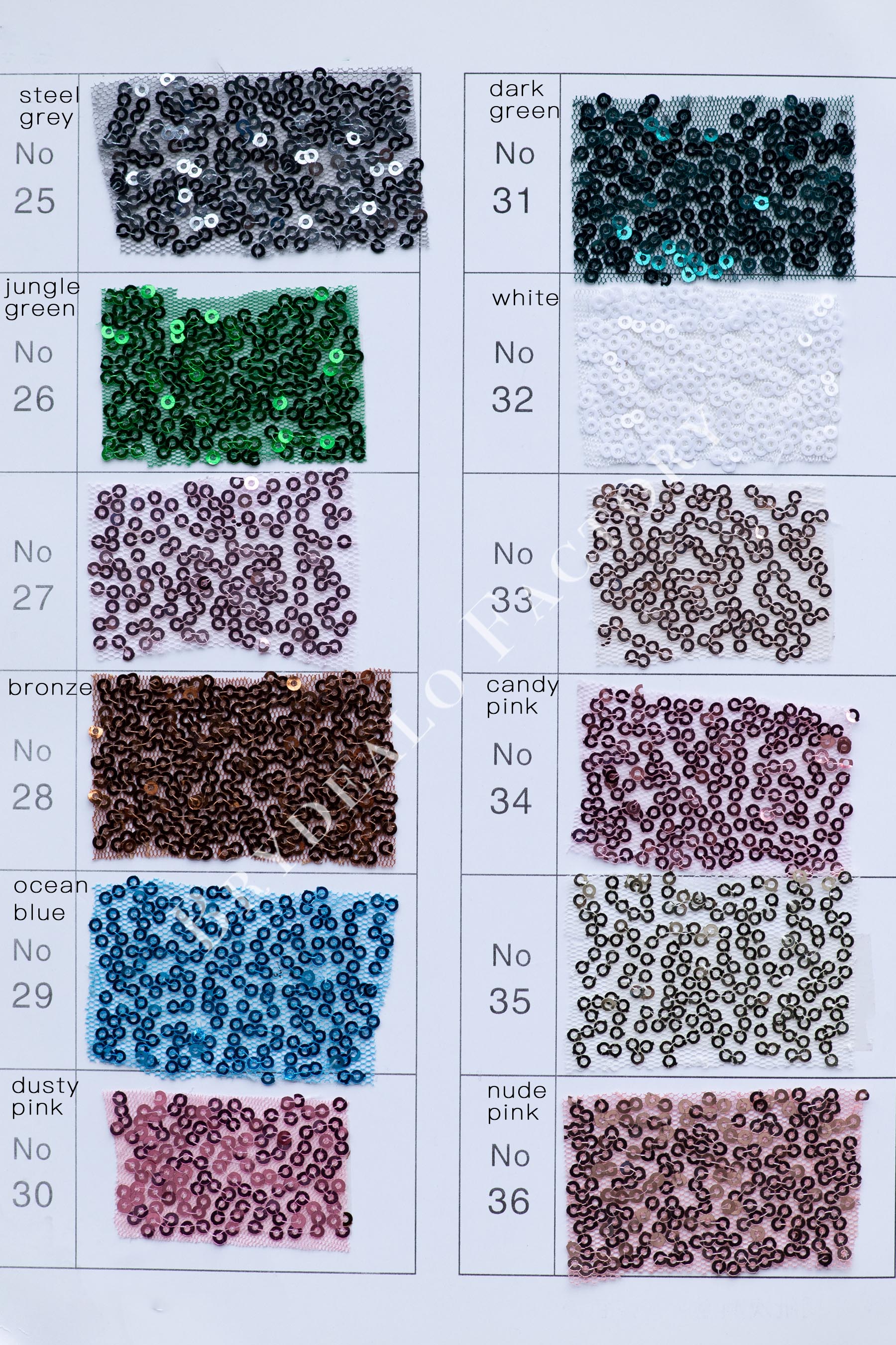 custom dress sequin color chart