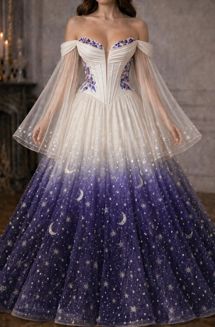 Custom Floral Lace Chiffon Wedding Dress