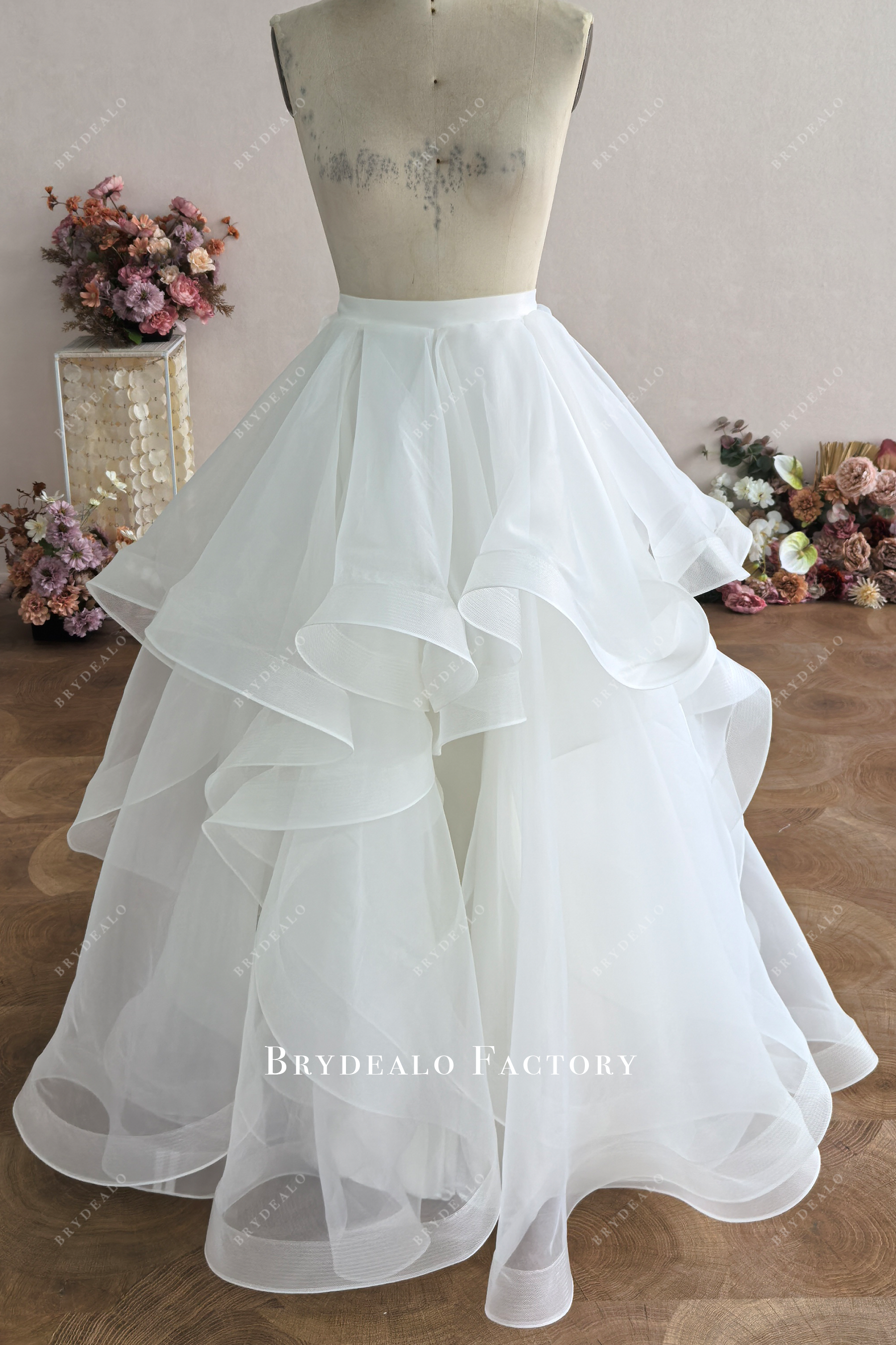 custom light ivory organza horsehair floor length skirt 