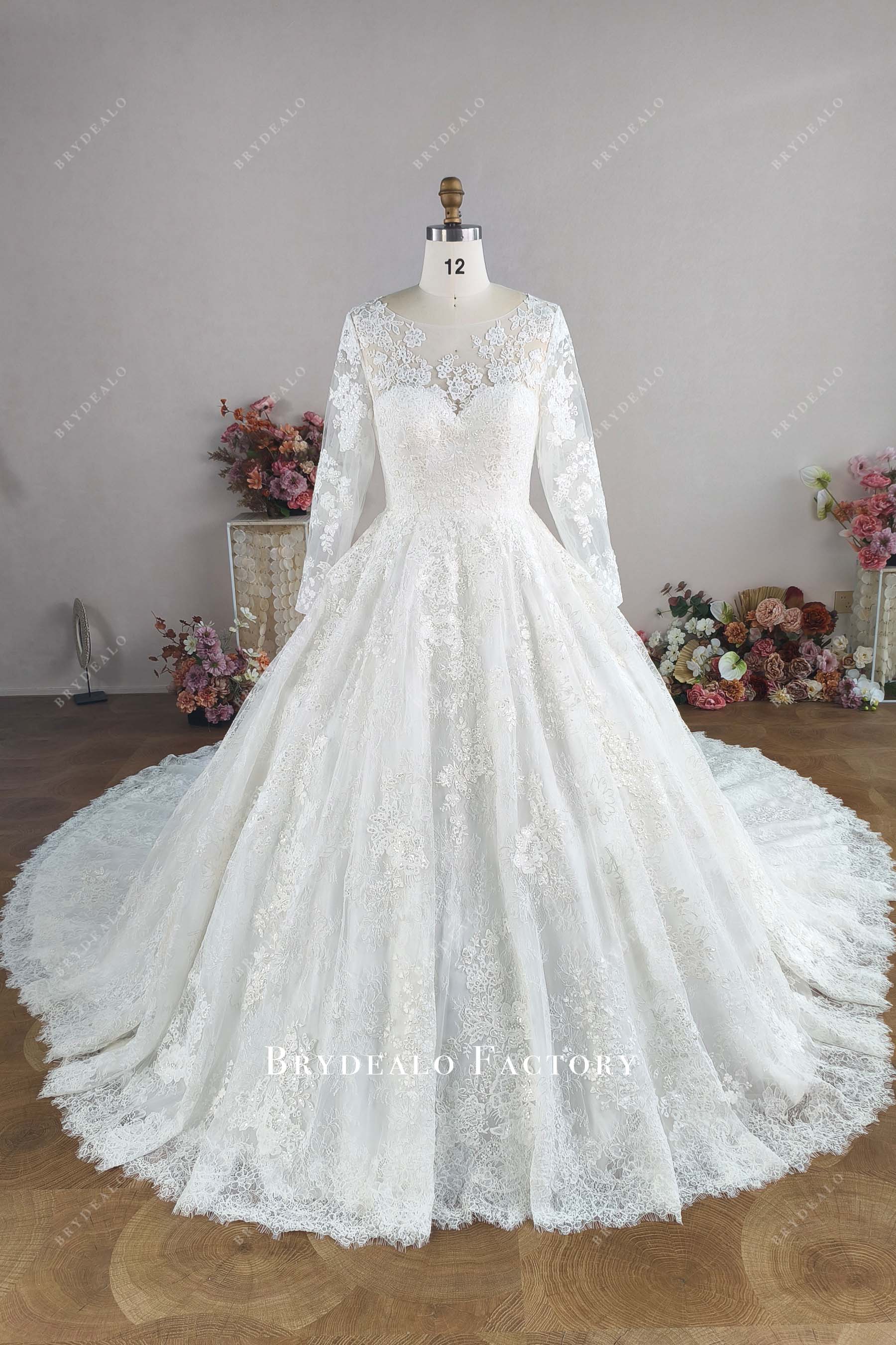 custom lace ball gown wedding dress