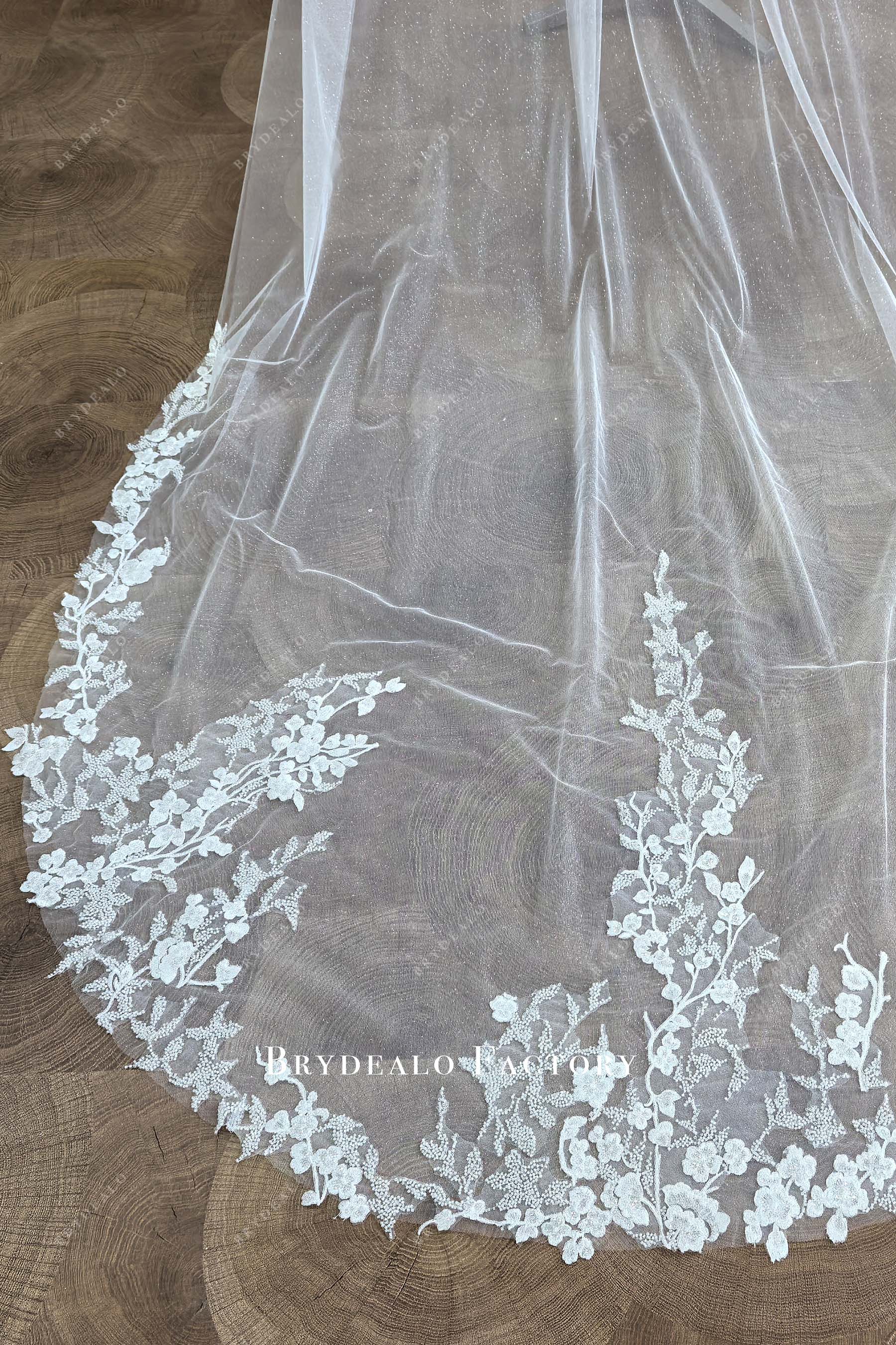 custom lace glitter bridal veil