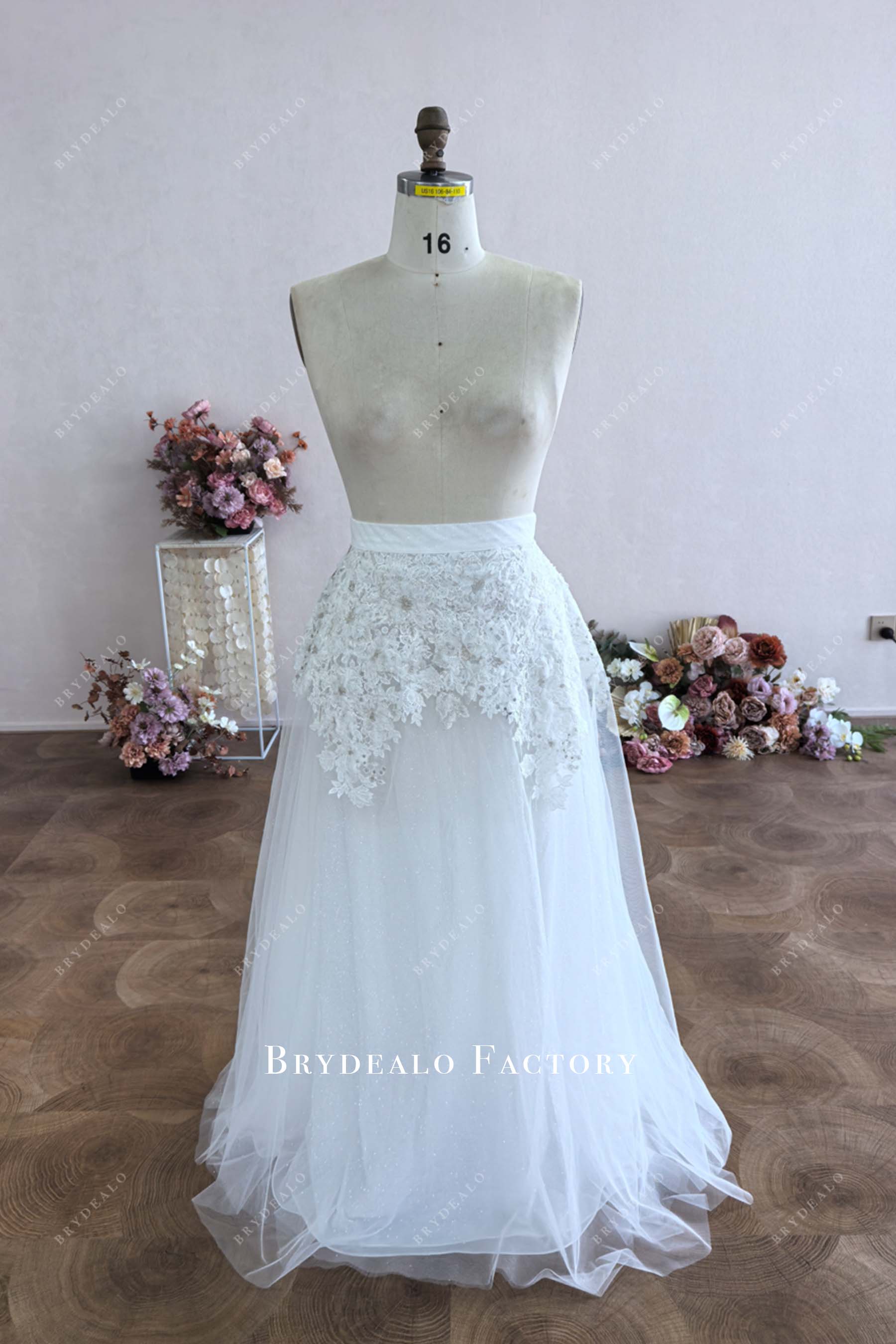 Custom Lace A-line Glitter Bridal Skirt 