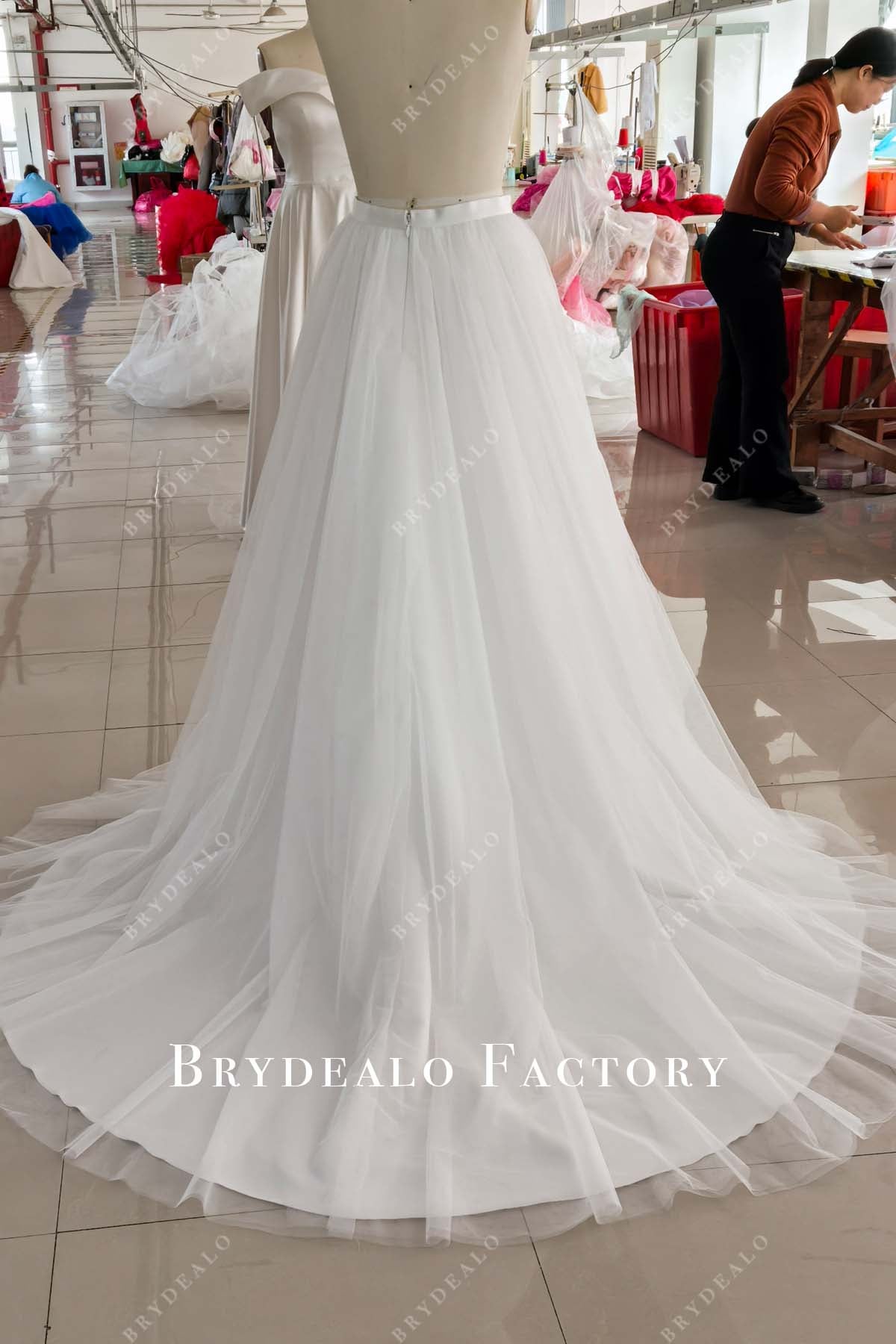custom light ivory court train tulle skirt