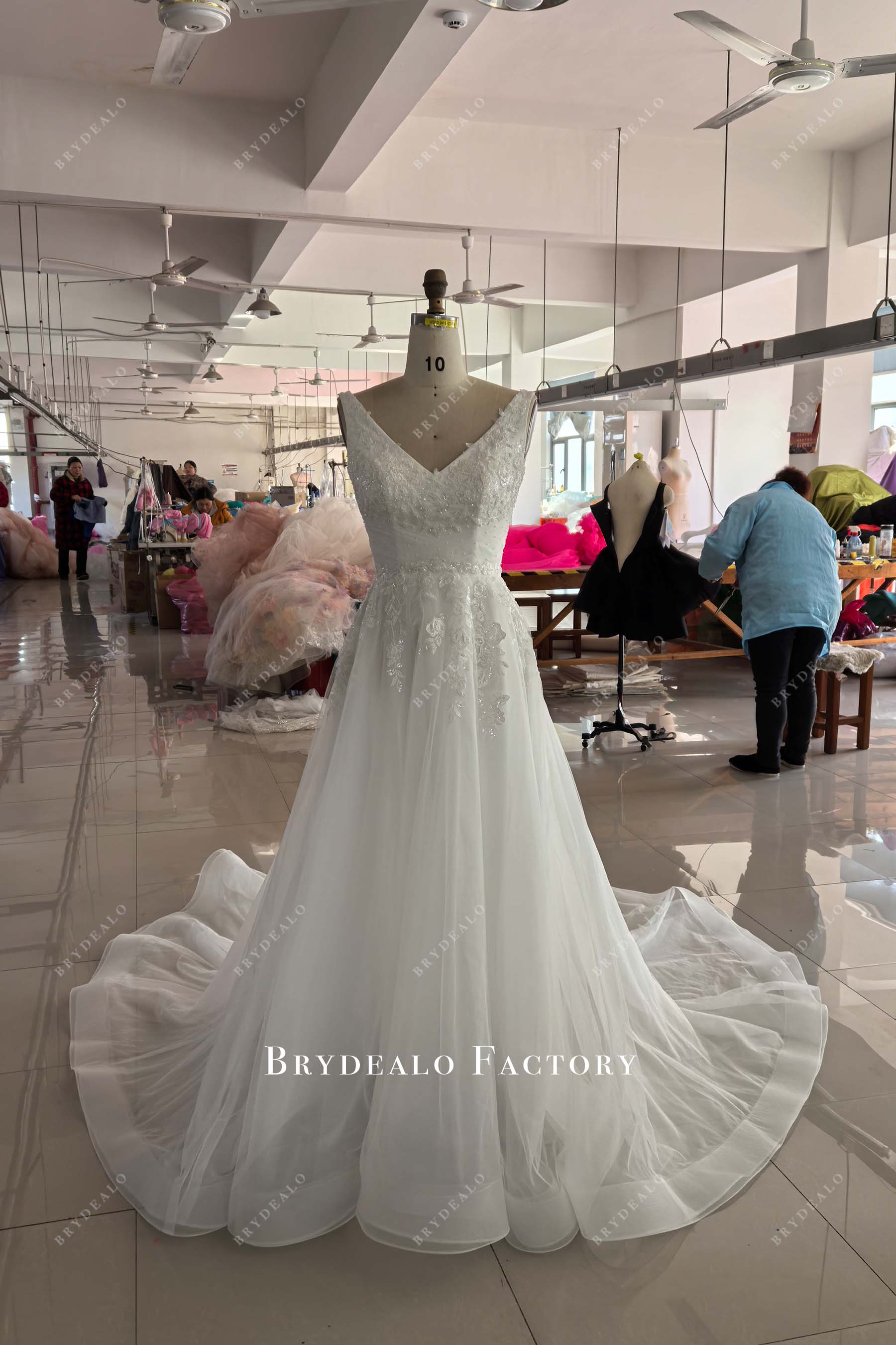 custom light ivory wedding dress