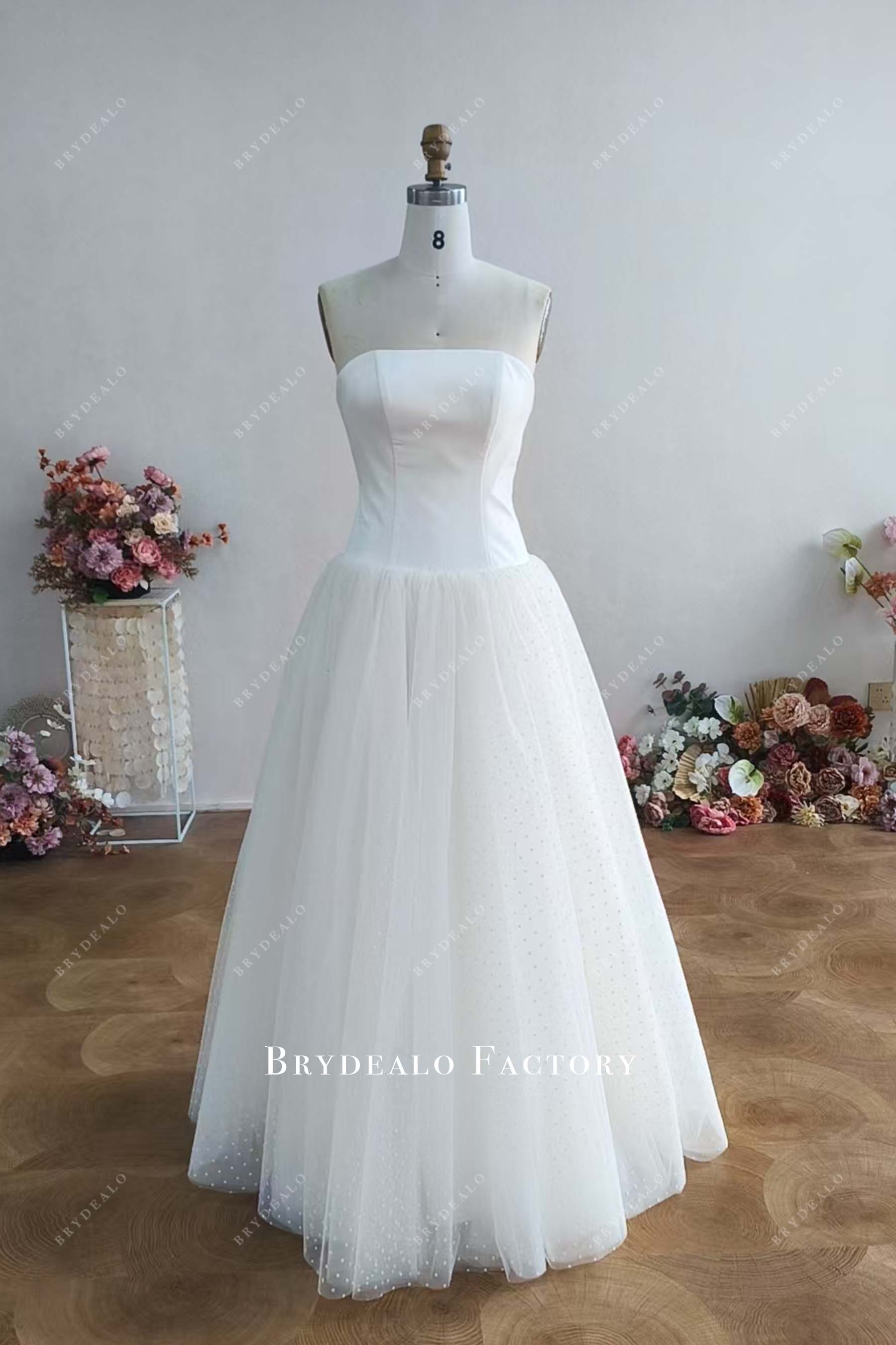 customer low waist strapless wedding dress 