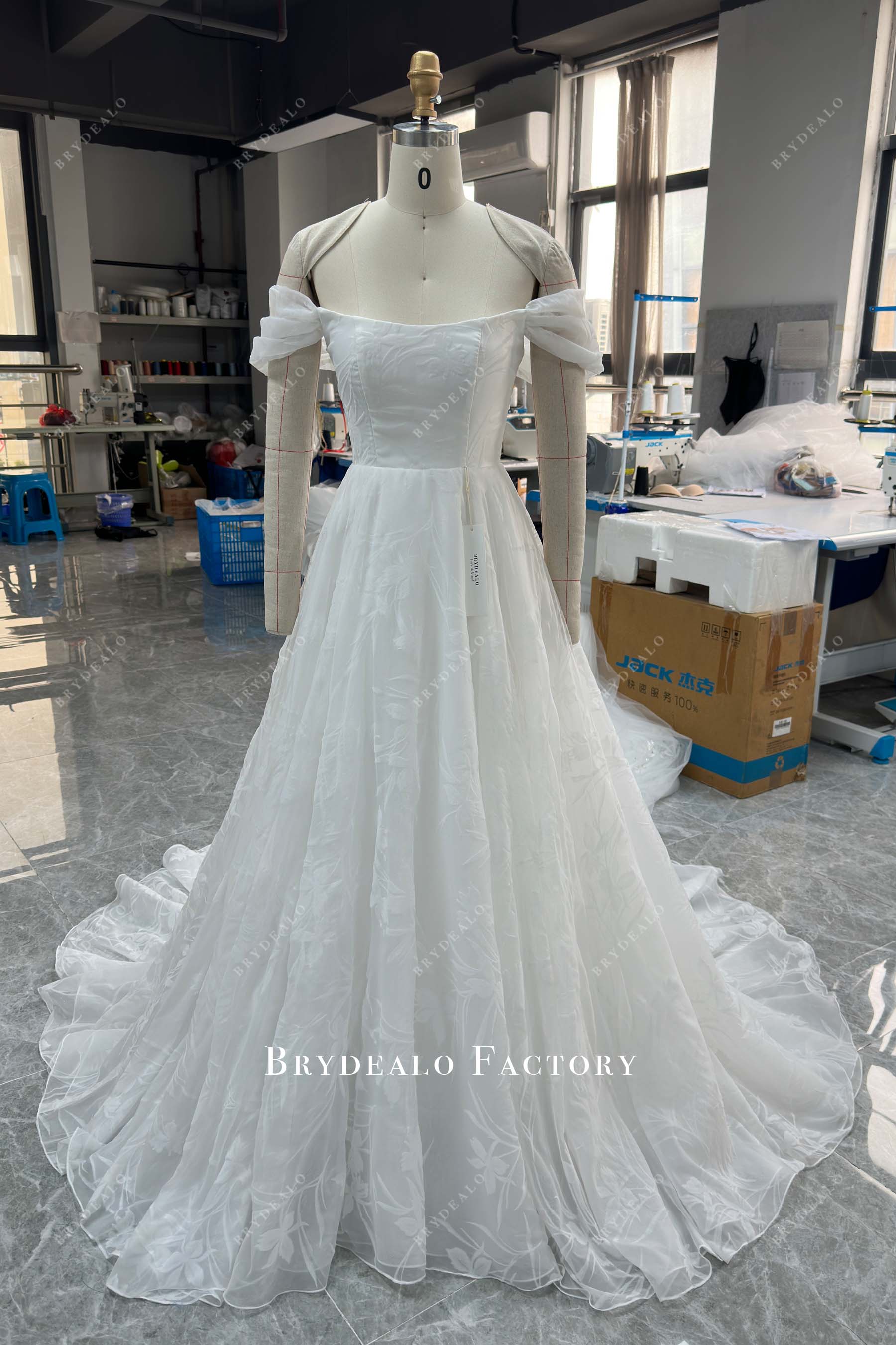 custom off shoulder wedding dress