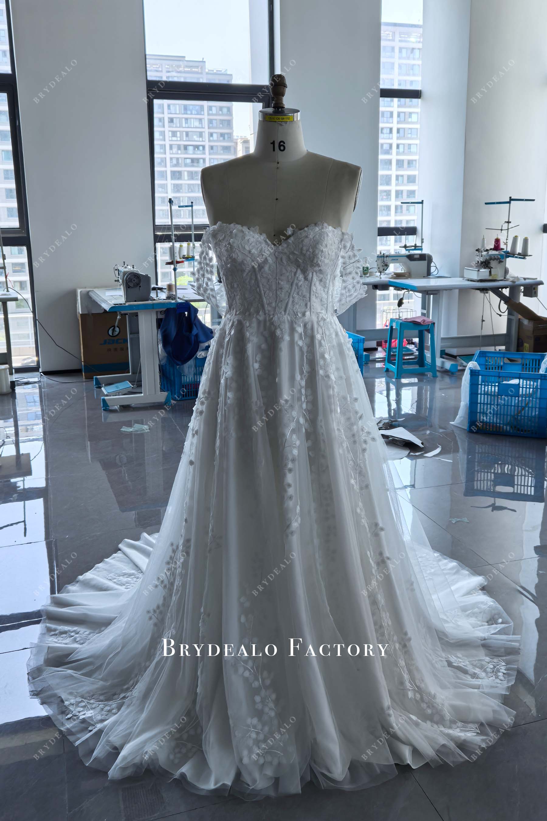 custom off shoulder wedding dress