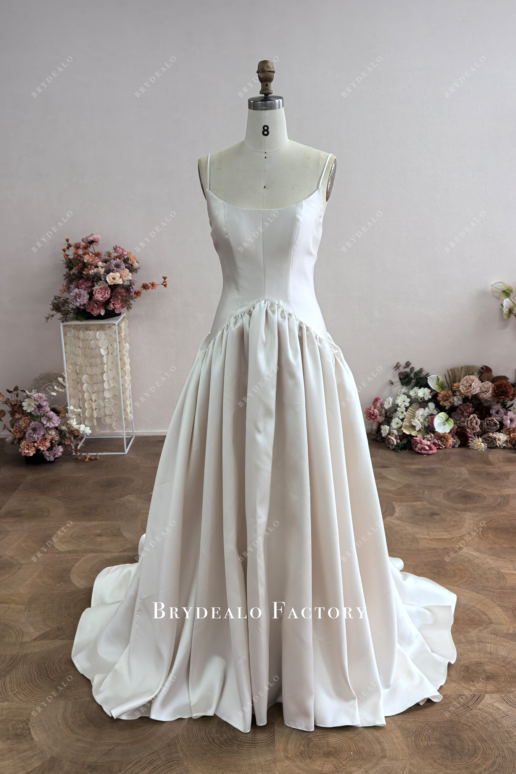 custom oyster mikado wedding dress