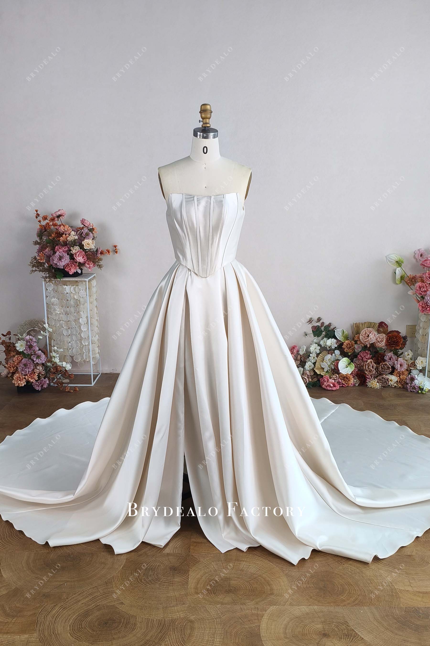custom oyster mikado wedding dress