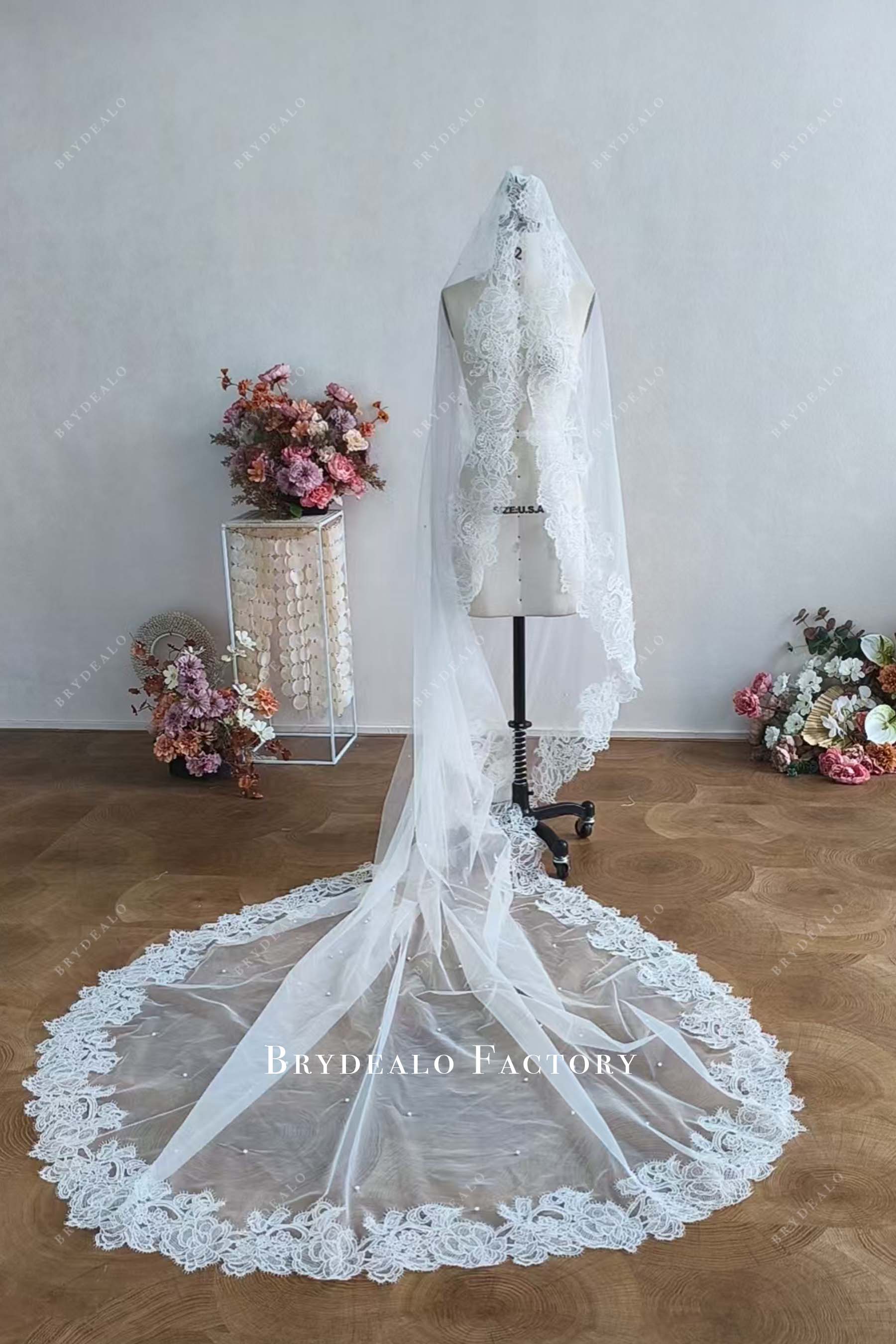 custom pearls wedding veil