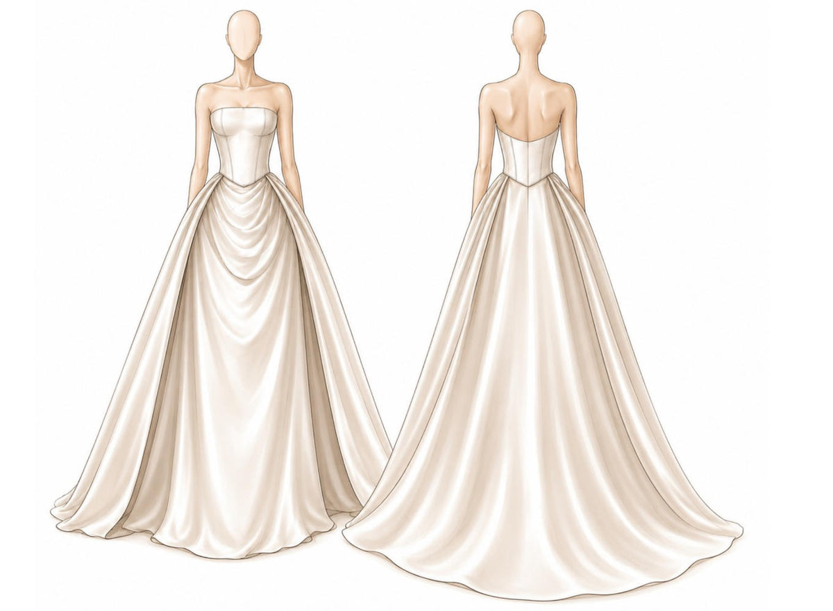 Custom Acetate Satin Strapless Wedding Dress