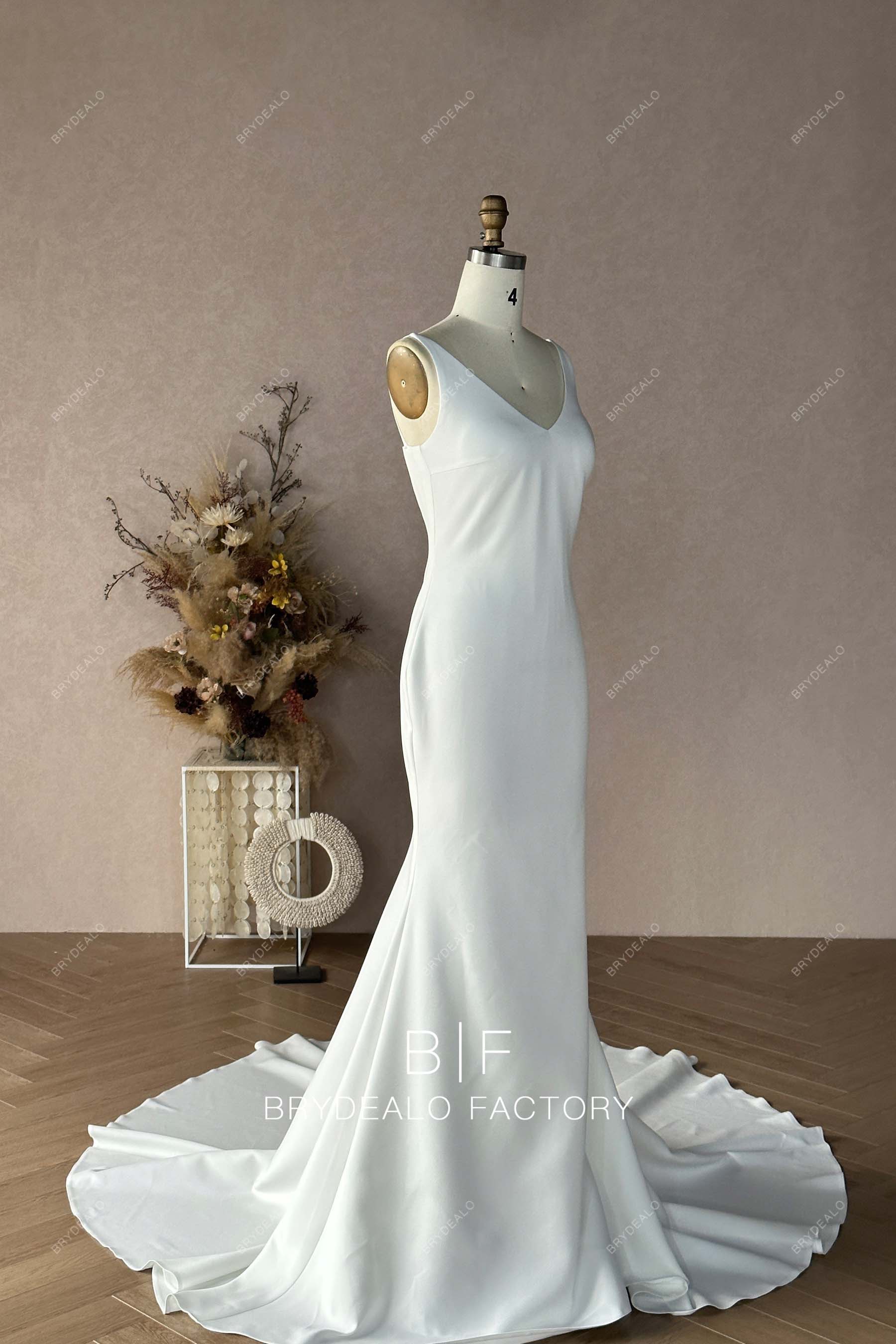 Private Label Sleeveless Custom Crepe Mermaid Bridal Dress