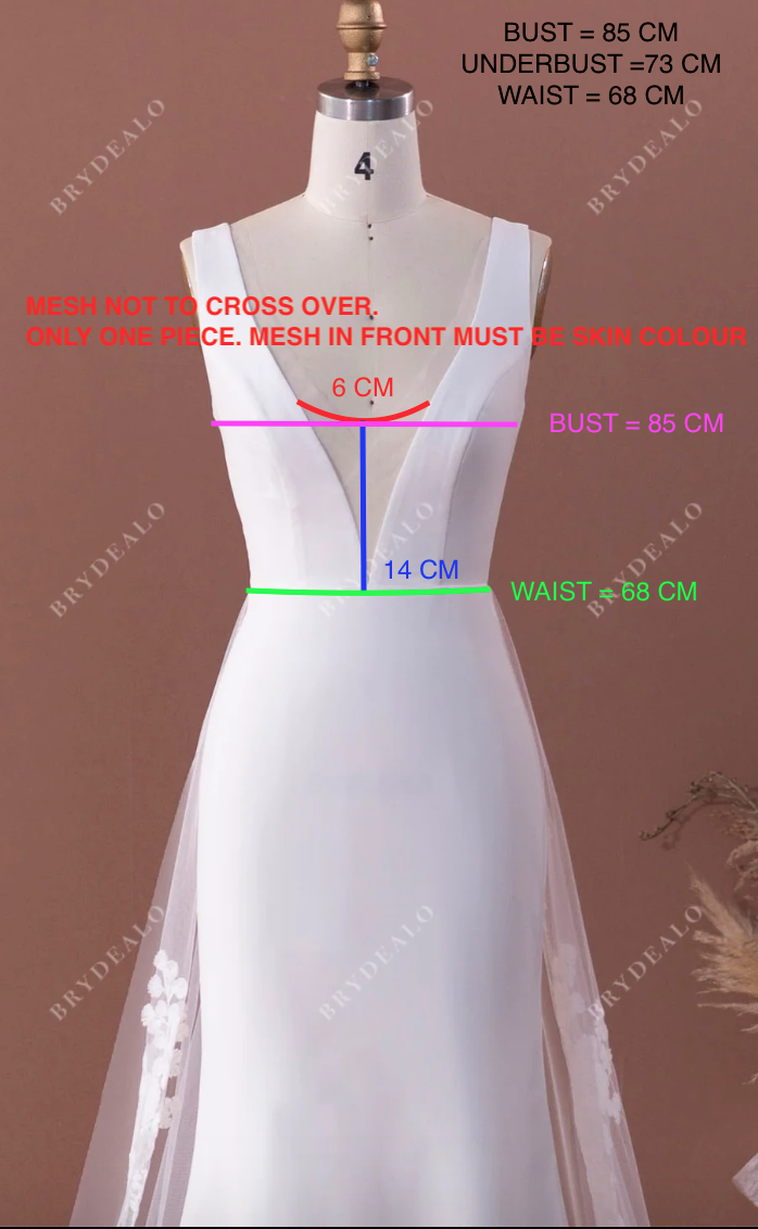 Custom Plunging Neck Slim A-line Wedding Dress 