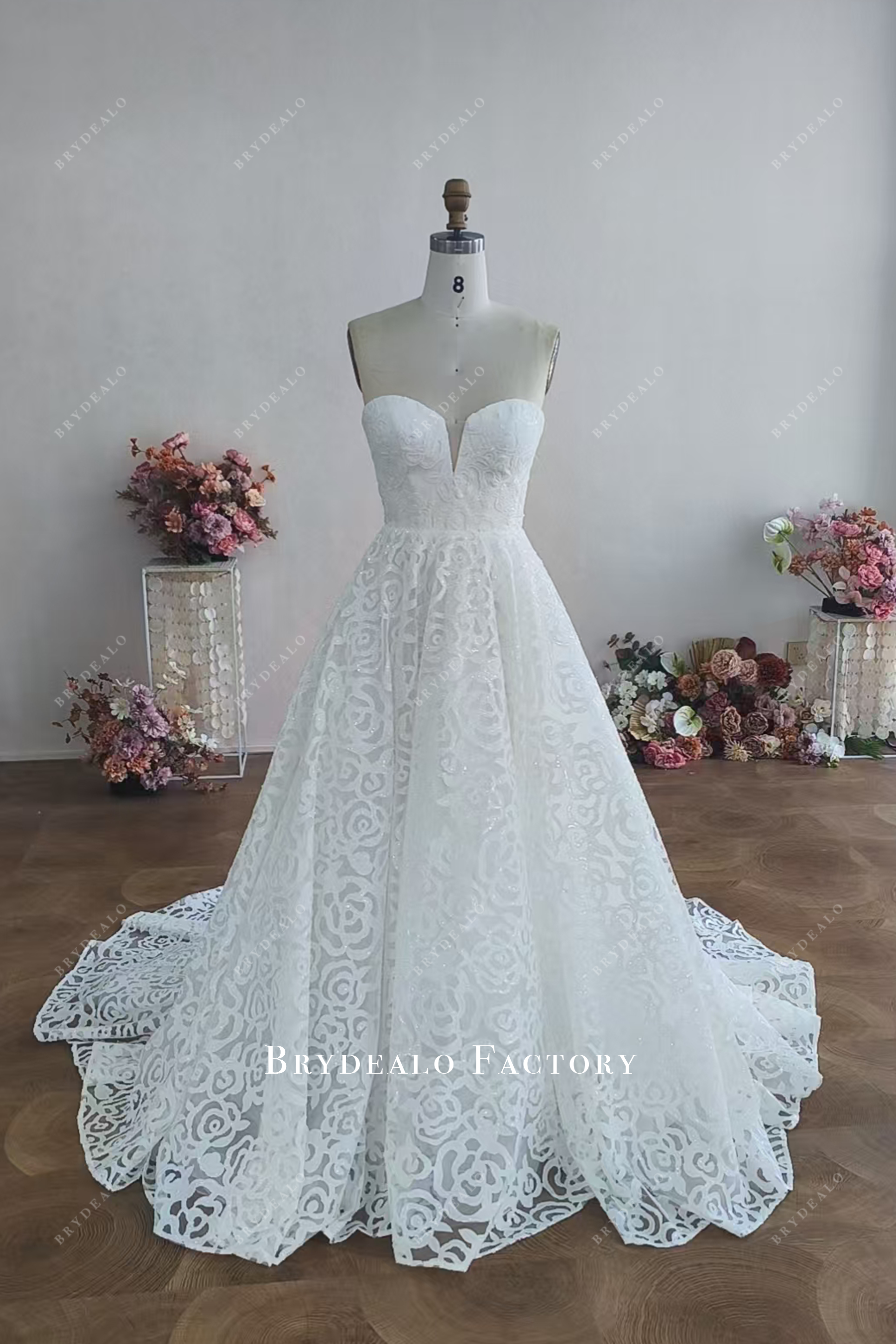 custom strapless sweetheart neck wedding dress