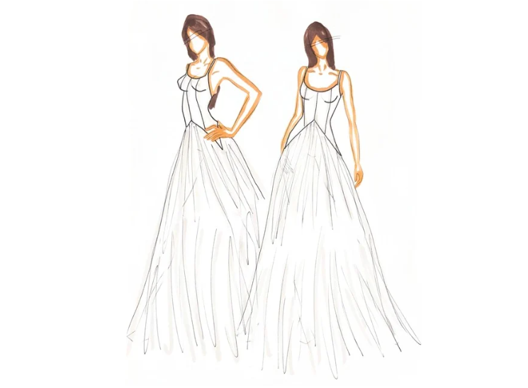 Custom Oyster Mikado Wedding Dress