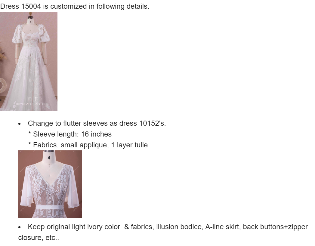 Custom Flutter Sleeves A-line Wedding Dress