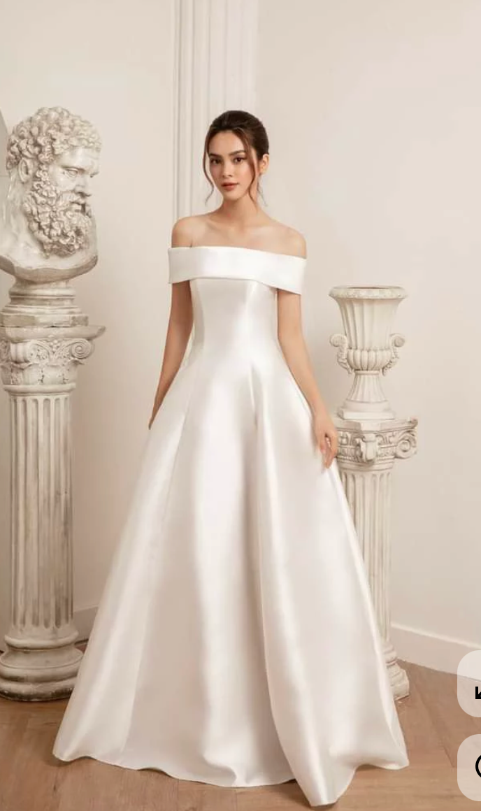 Custom Off Shoulder A-line Wedding Dress