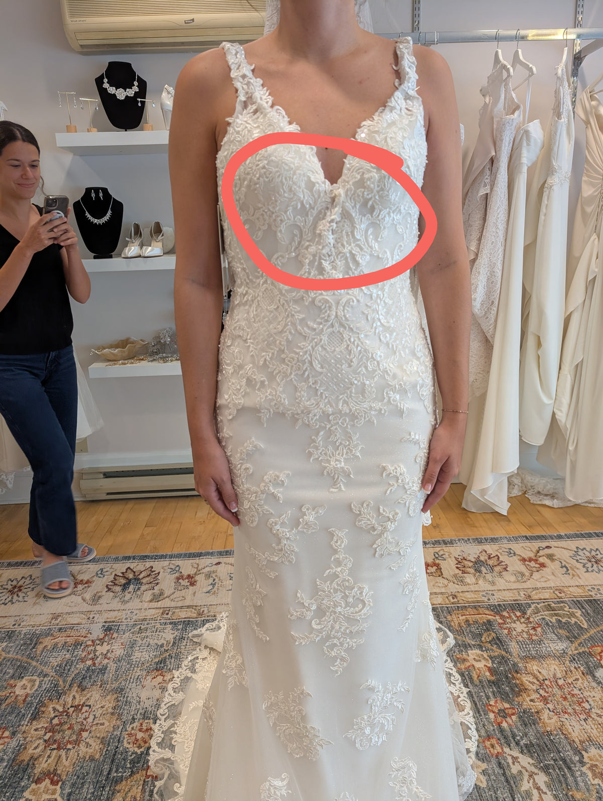 Custom Shimmer Lace Fit Flare Wedding Dress