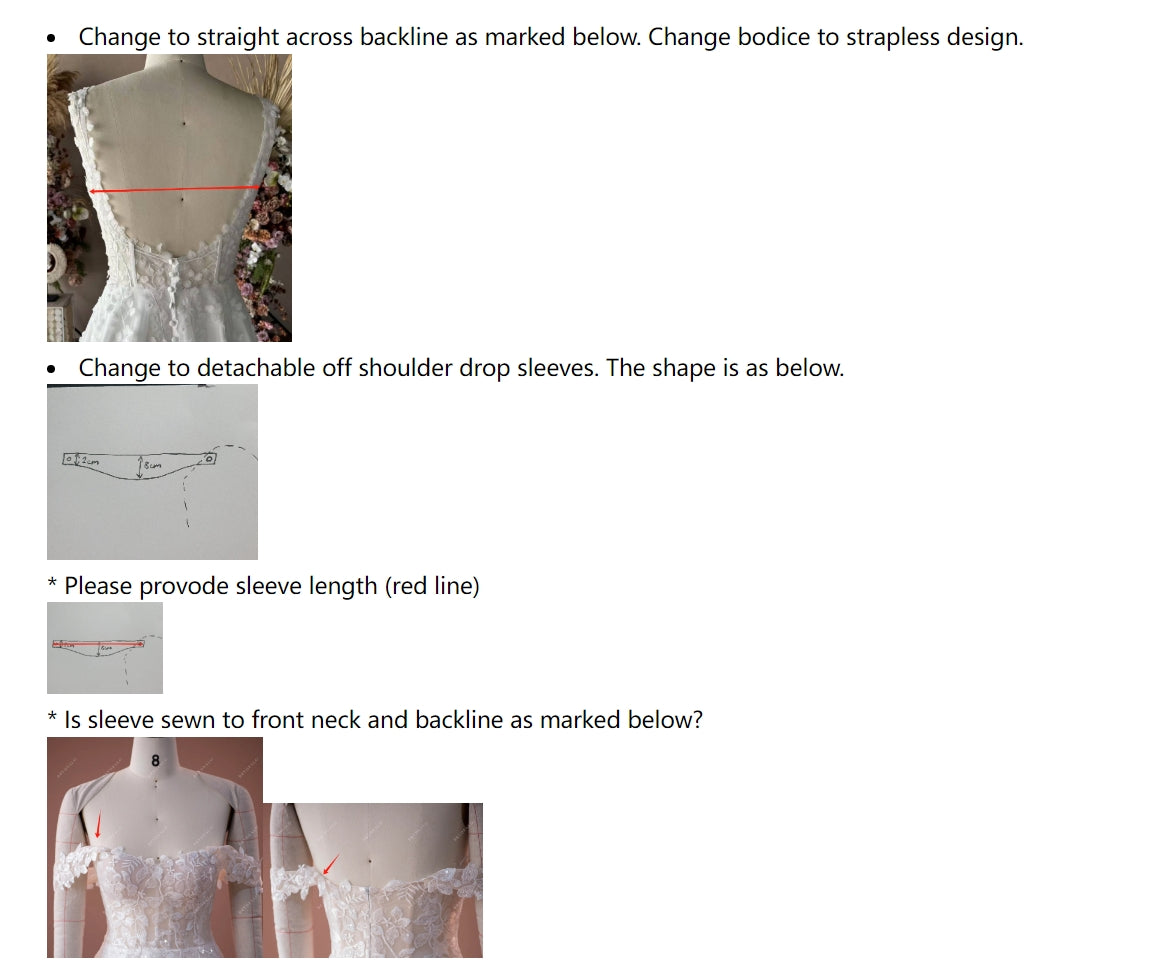 Custom Detachable Off Shoulder Sleeve Wedding Dress