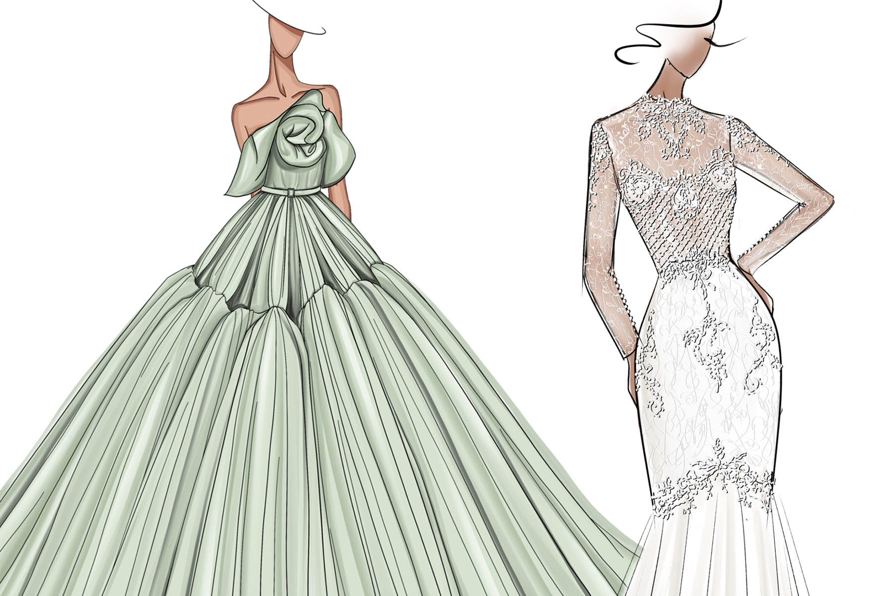 custom wedding dress sketches