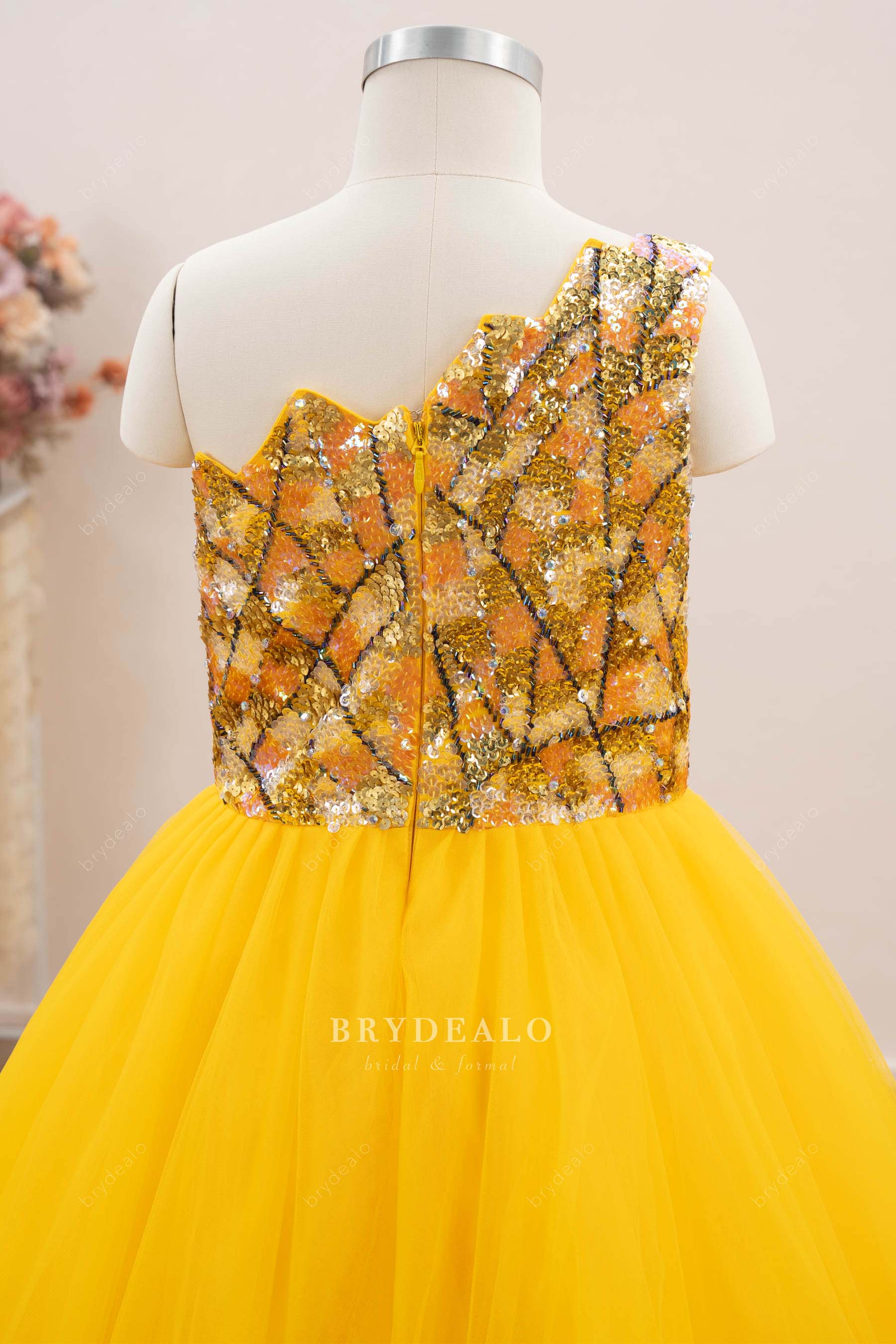 cutout back kids pageant gown