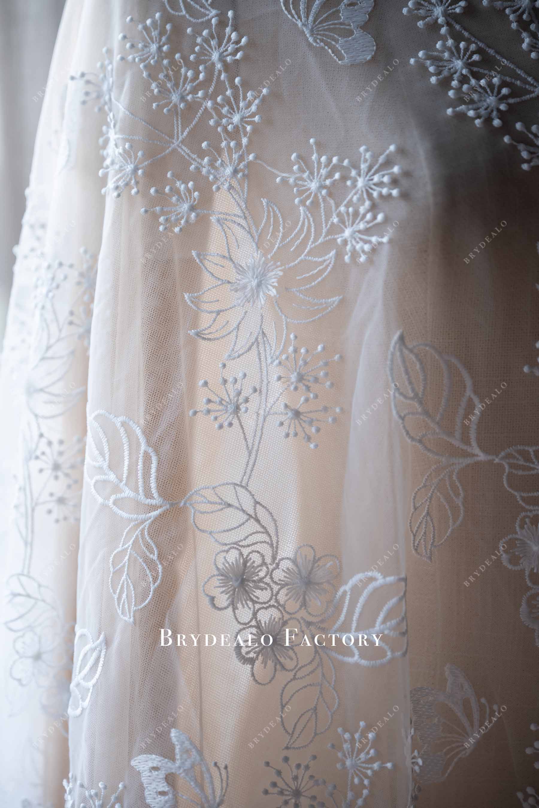 delicate botanic lace fabric