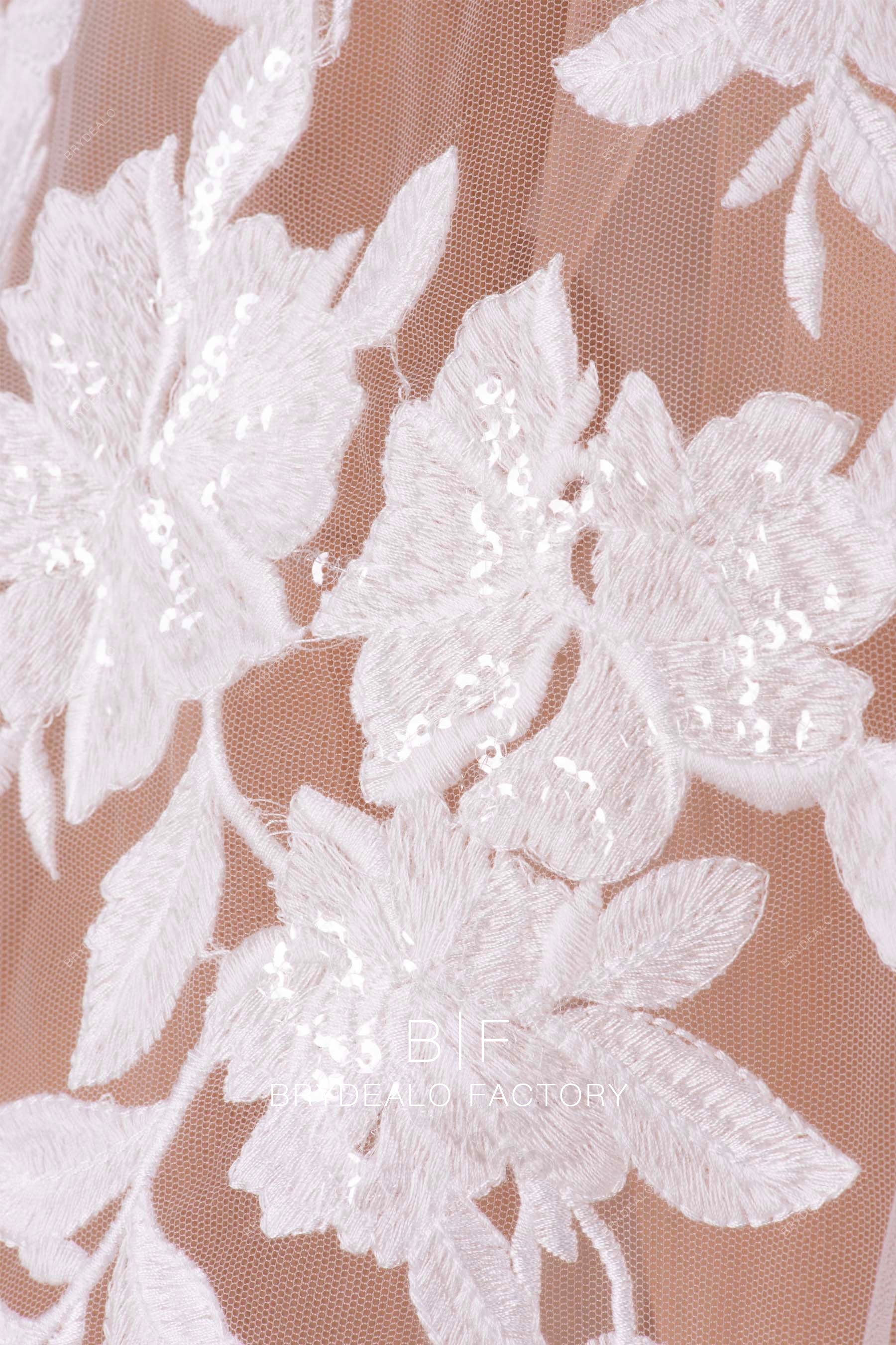 delicate clear sequin flower lace