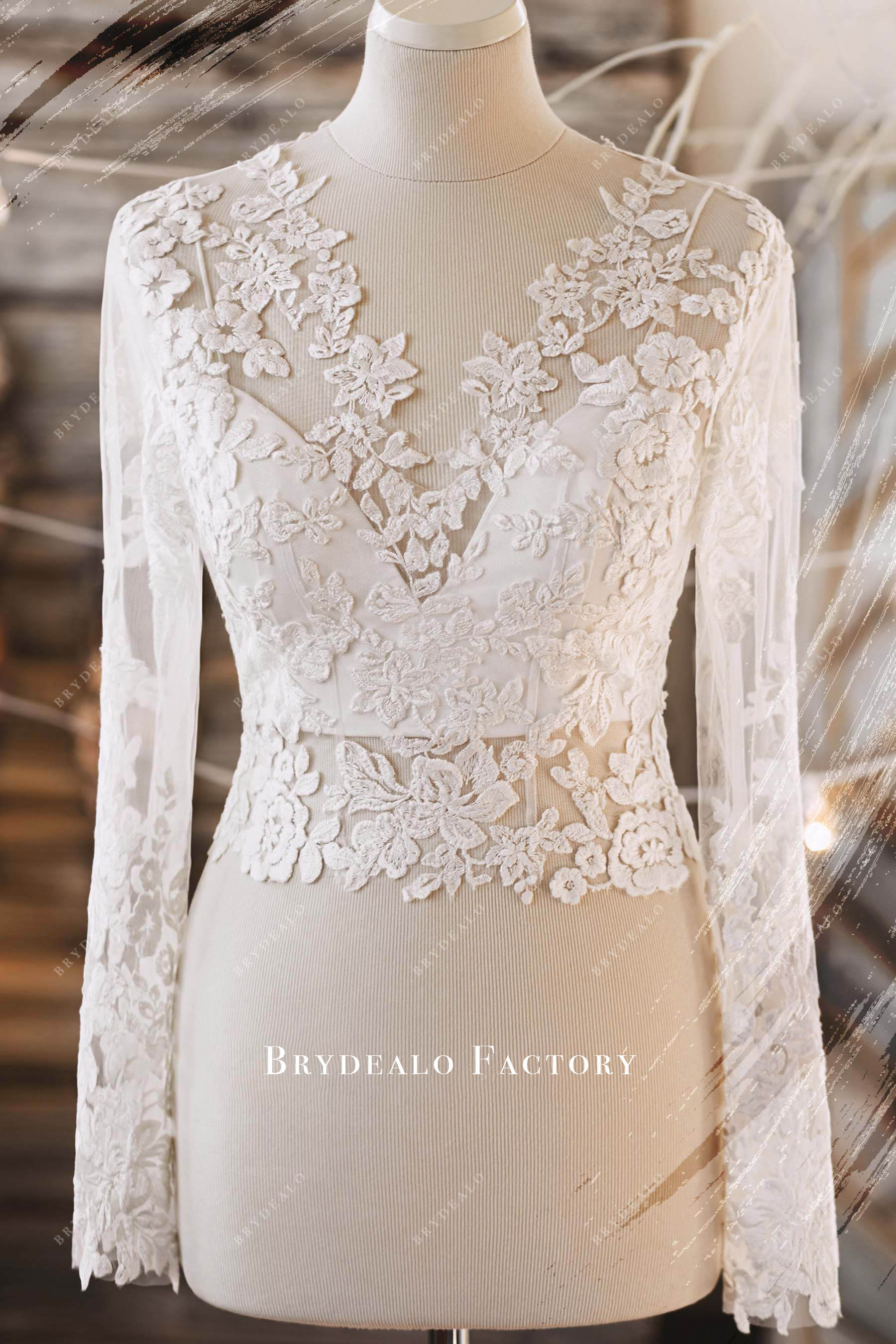 delicate flower lace bridal top