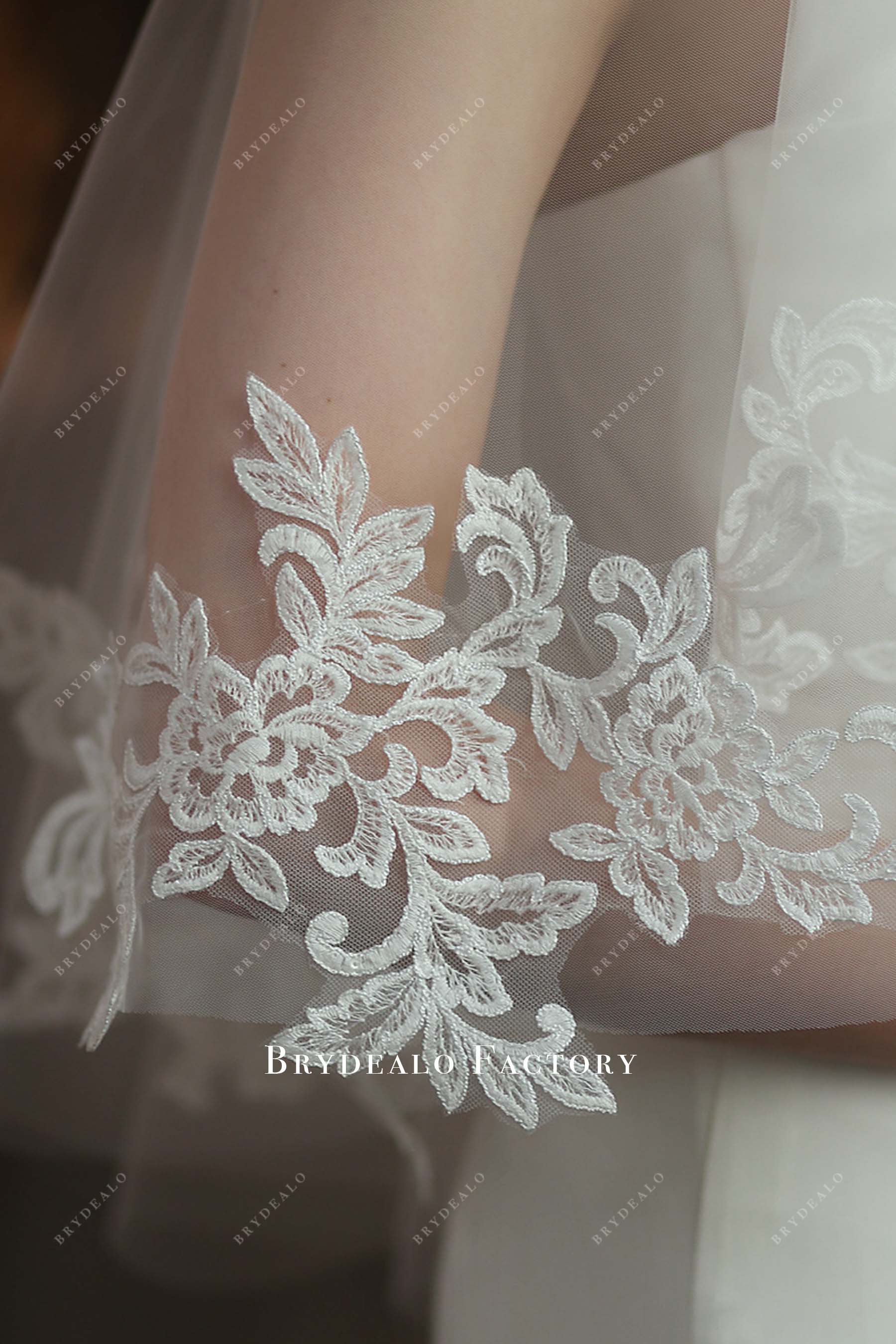 delicate lace appliques bridal veil