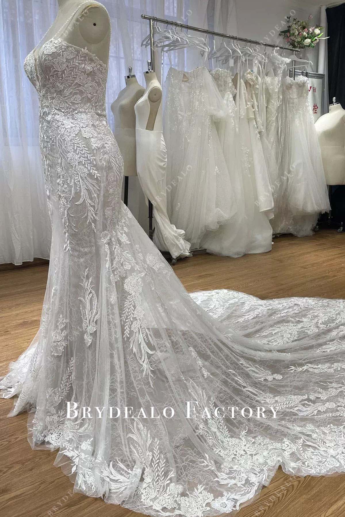 delicate lace mermaid wedding dress