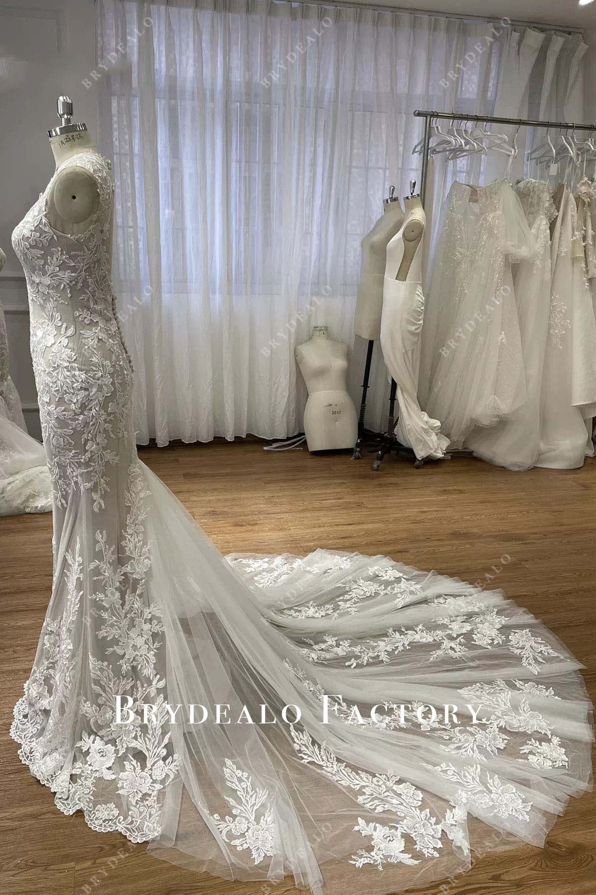 delicate lace mermaid wedding dress