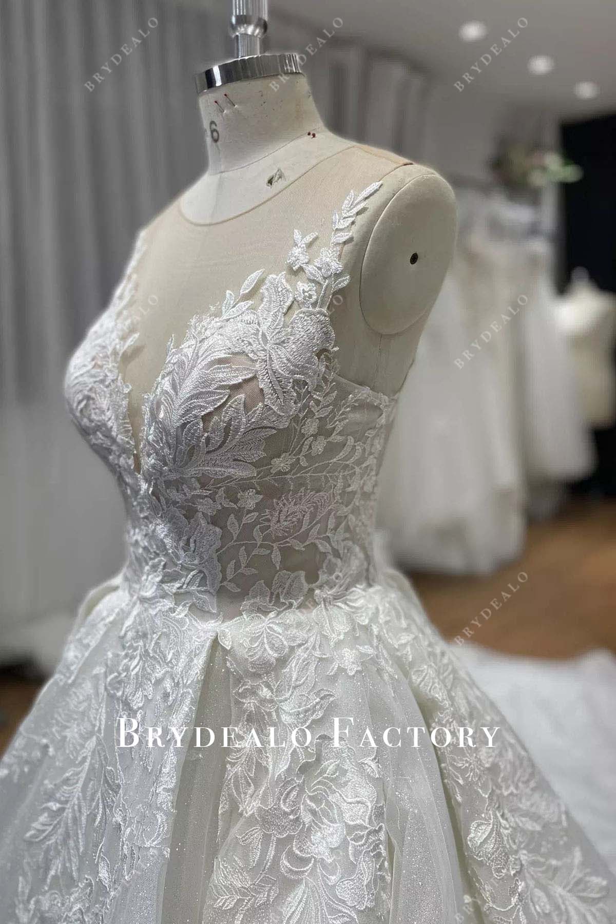 delicate lace wedding ballgown