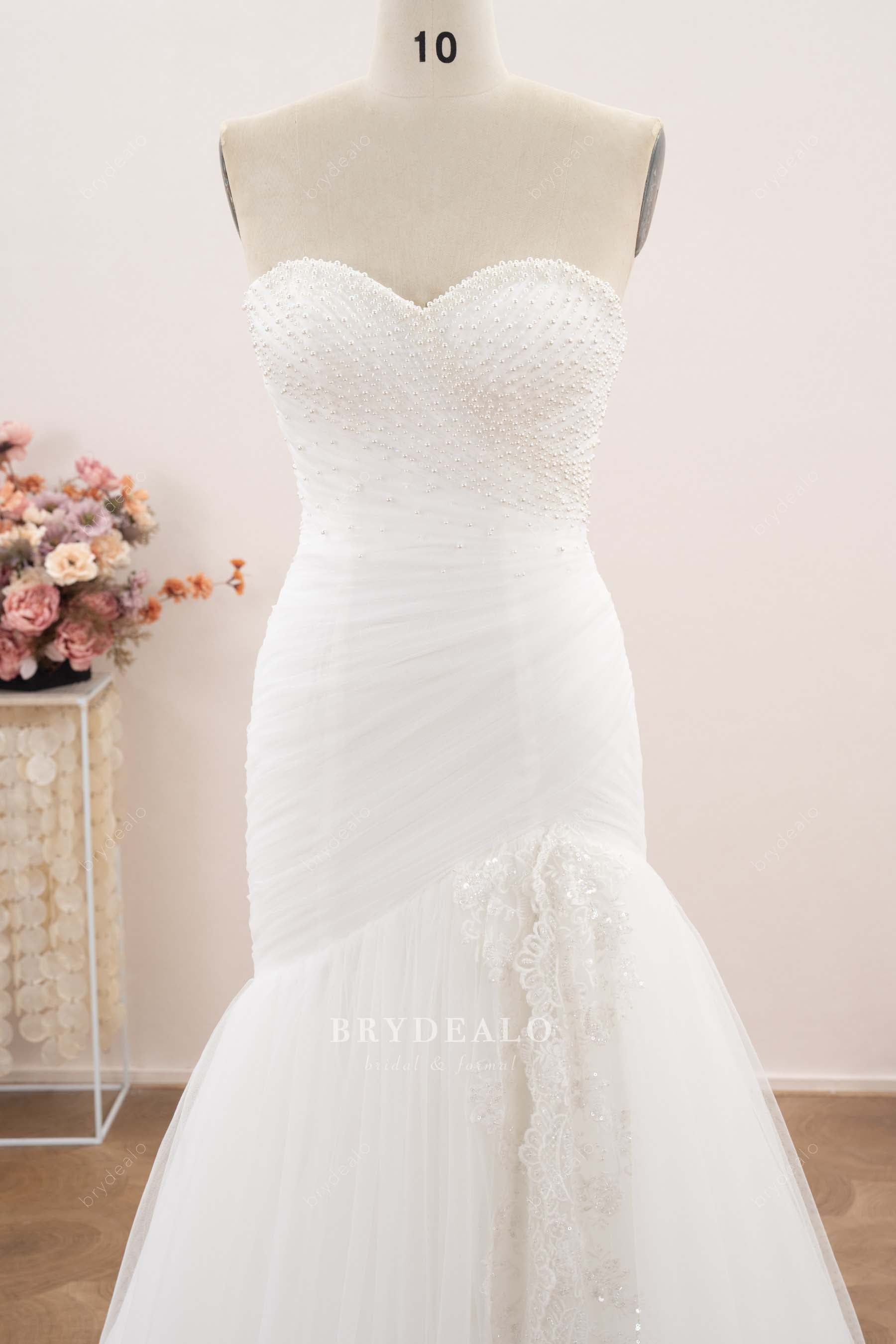 delicate pearl crystal wedding dress