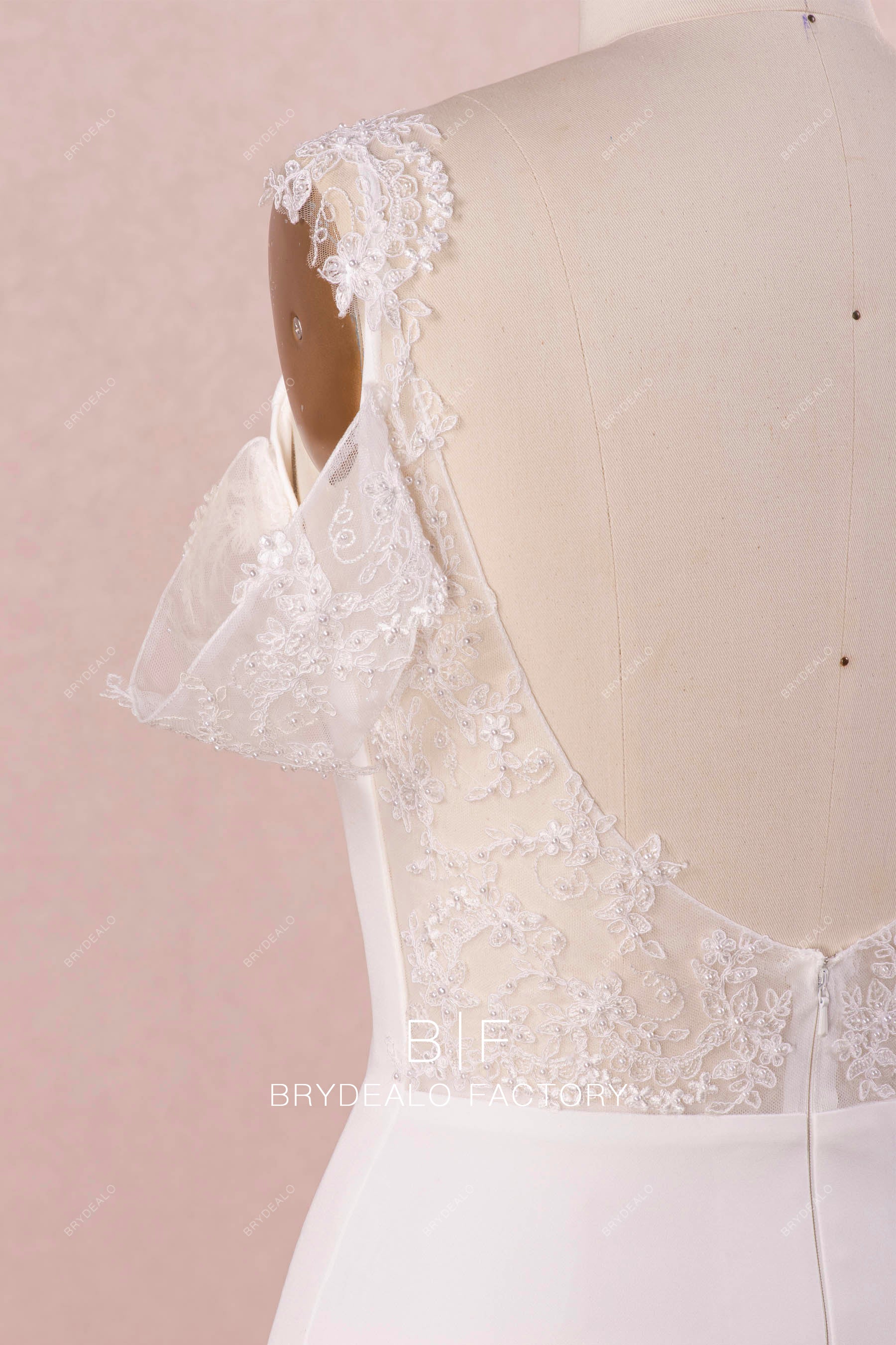delicate pearl lace wedding gown