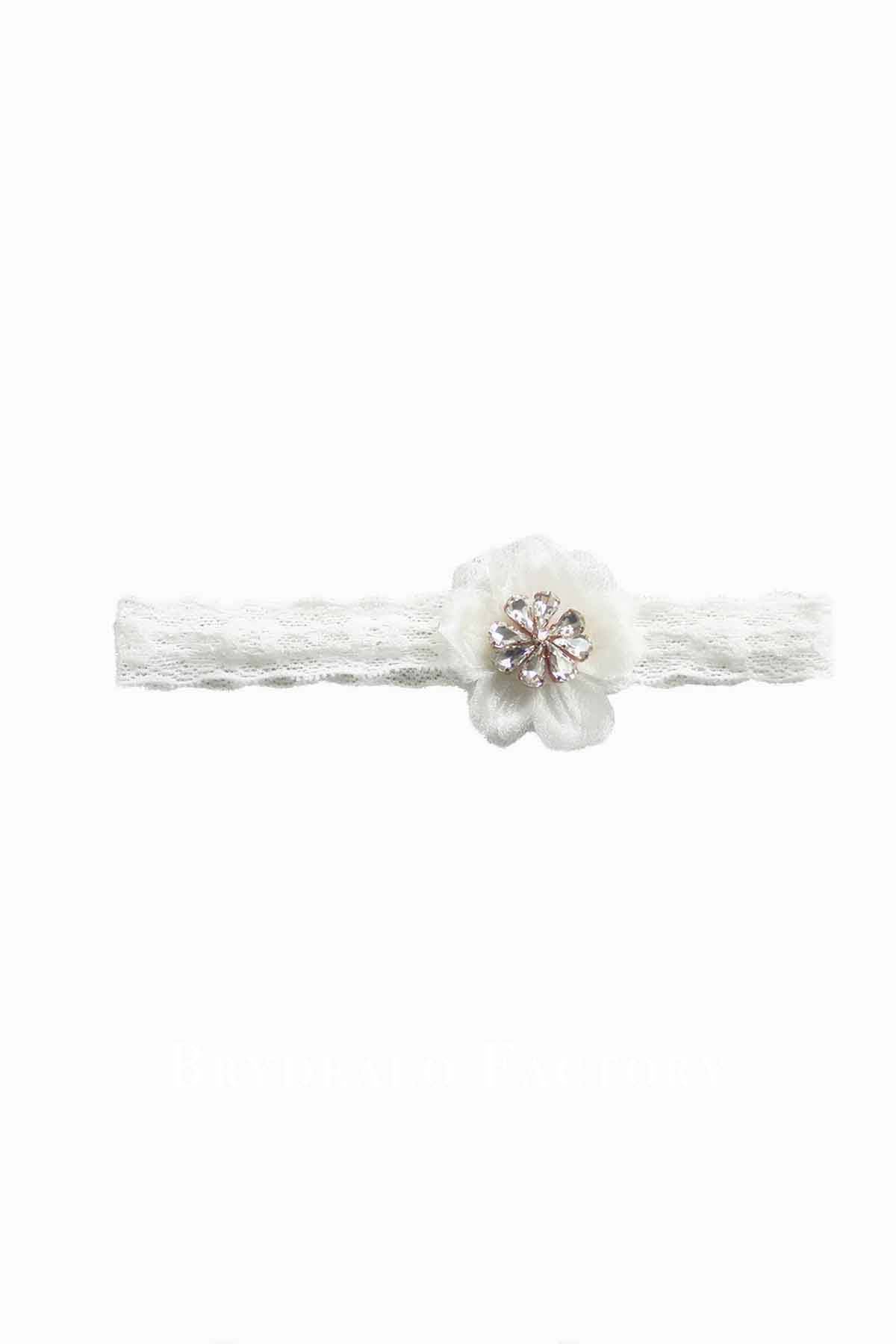 Eyelash Lace Wedding Garter Rhinestone Flowers