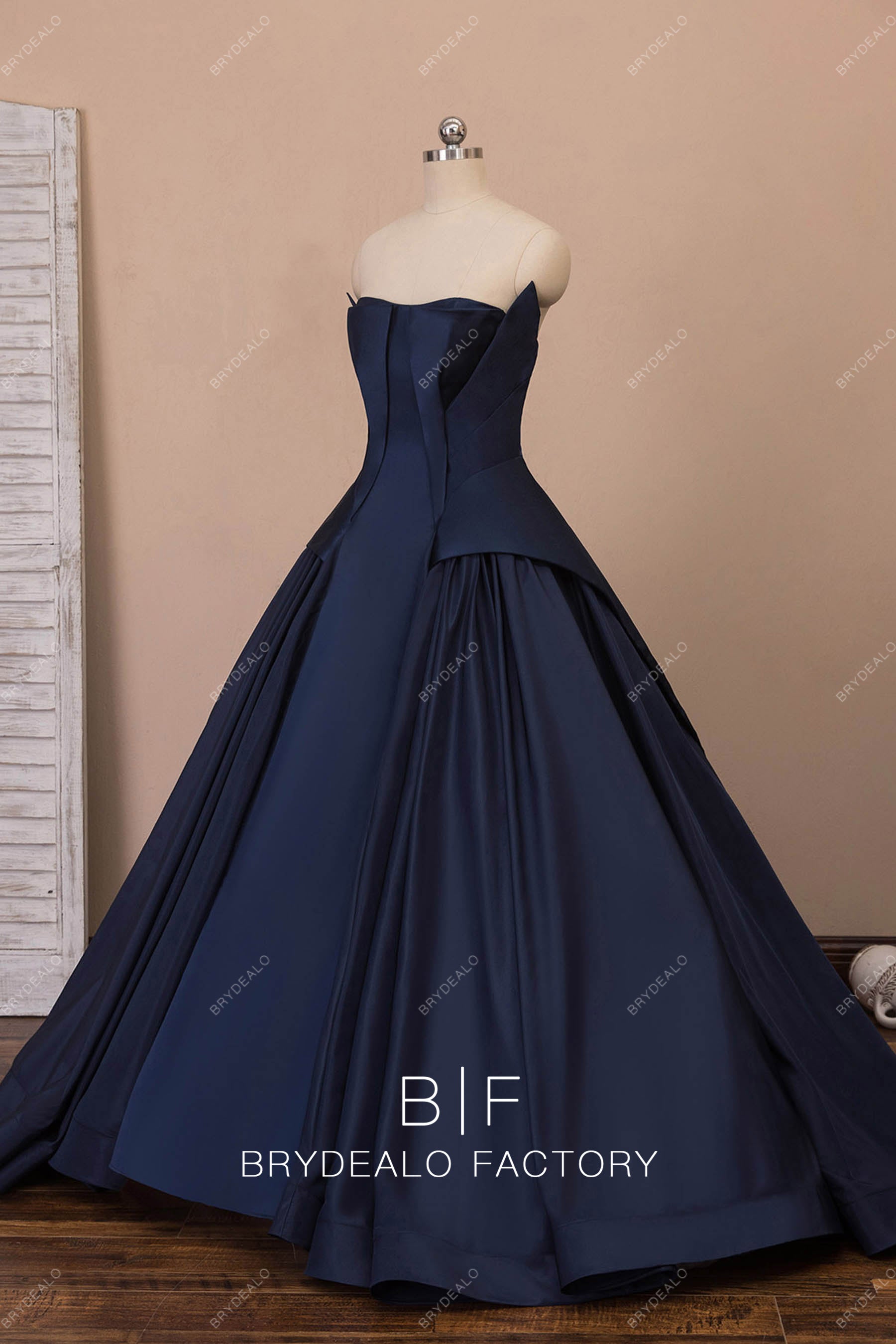 Elegant Designer Semi-Sweetheart Satin Ballgown