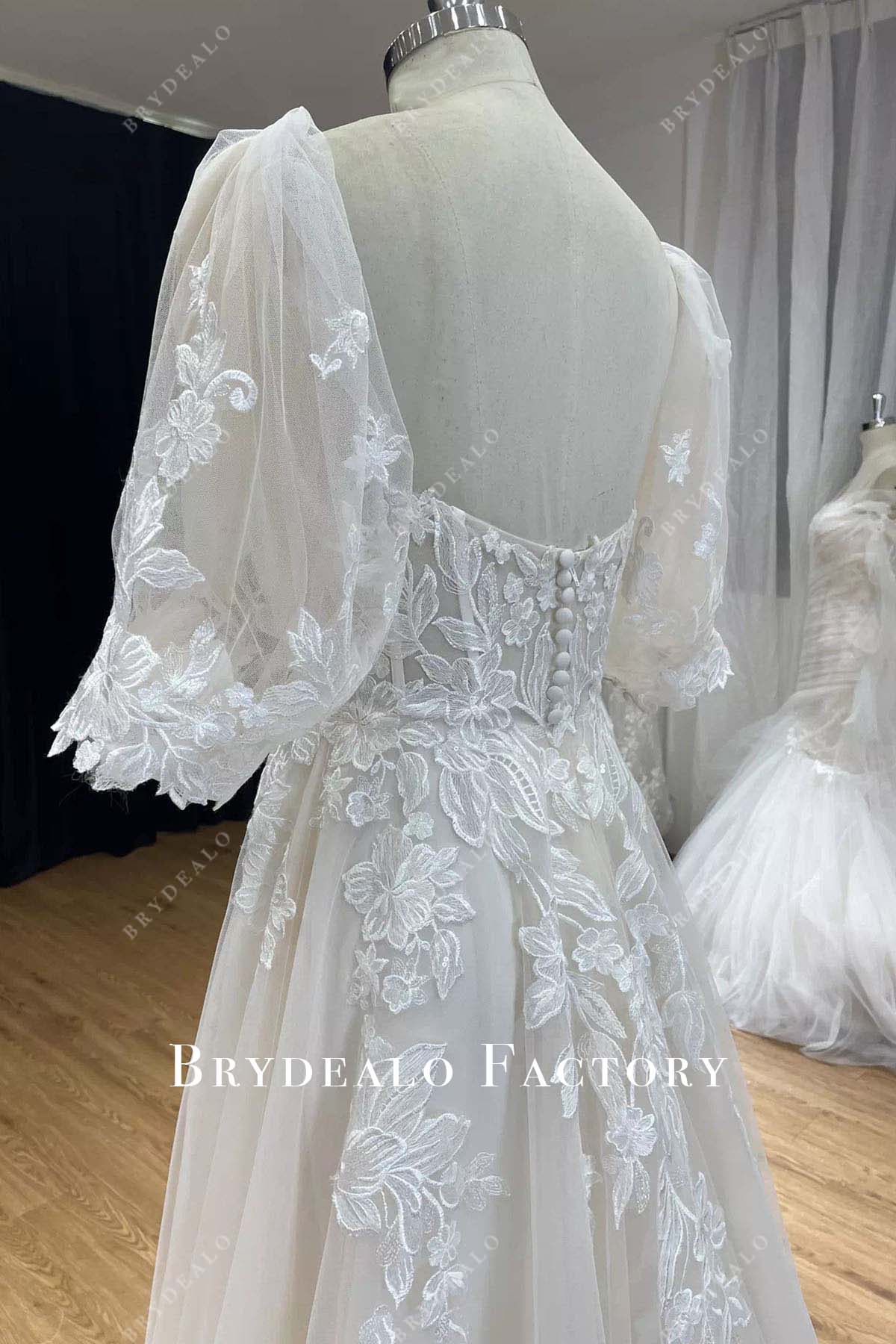 detachable puffy sleeves wedding dress