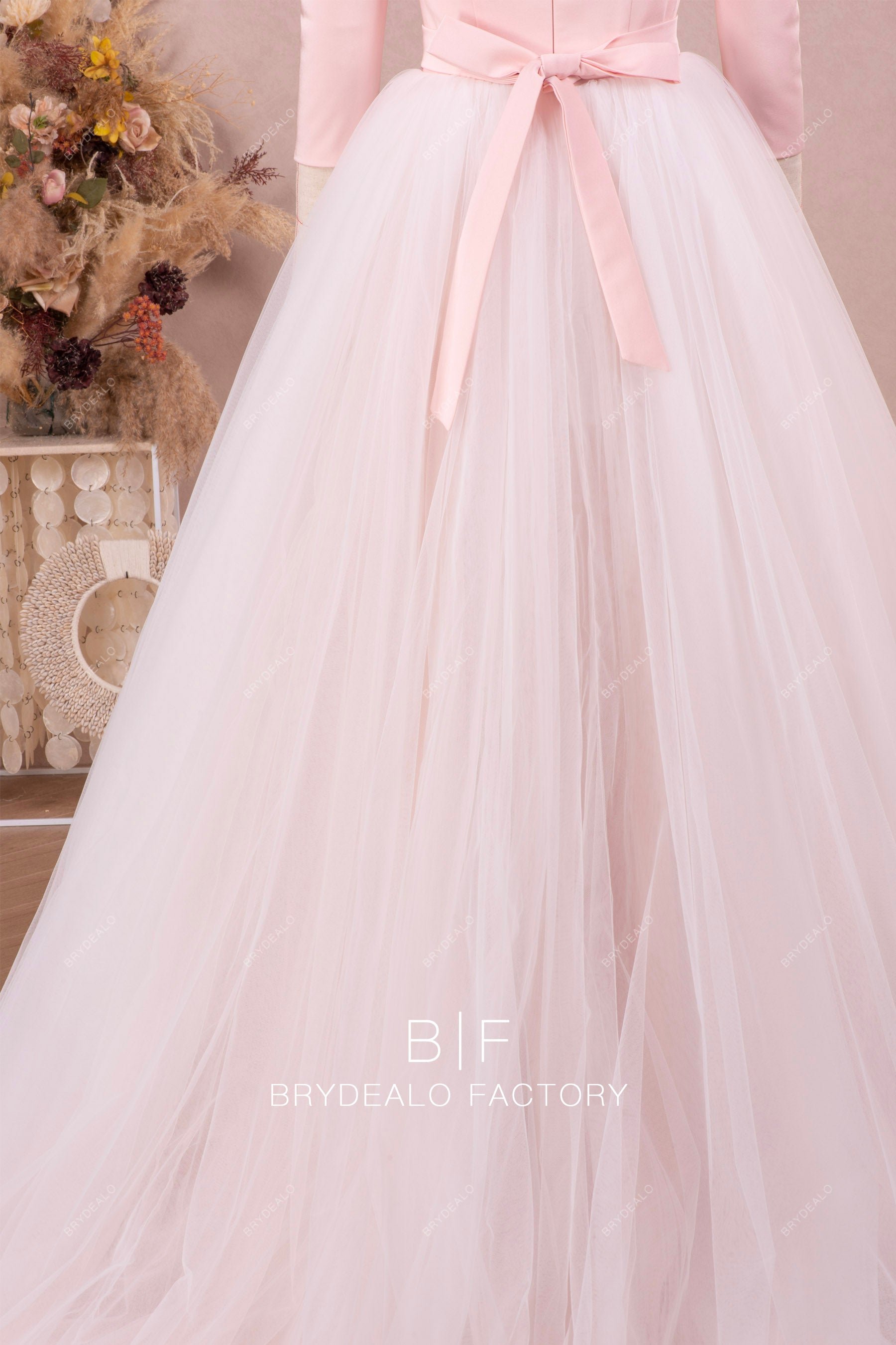 detachable puffy tulle bridal skirt