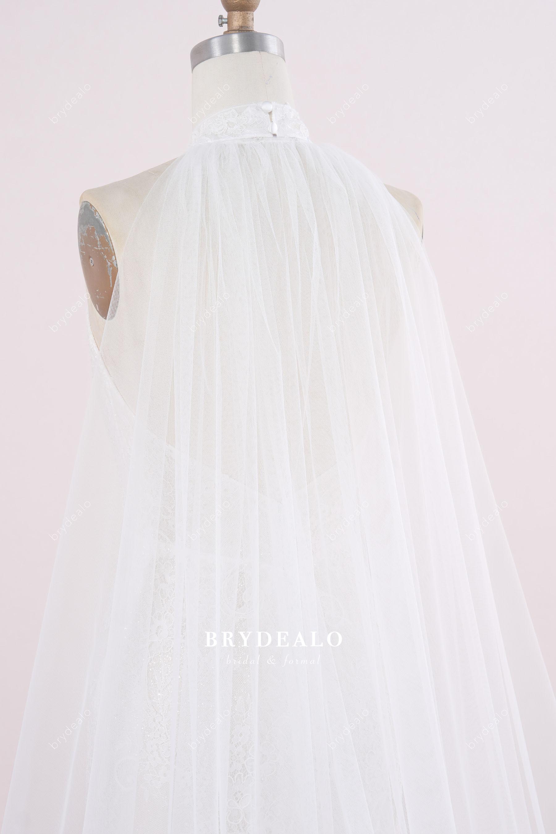 detachable tulle cape wedding dress