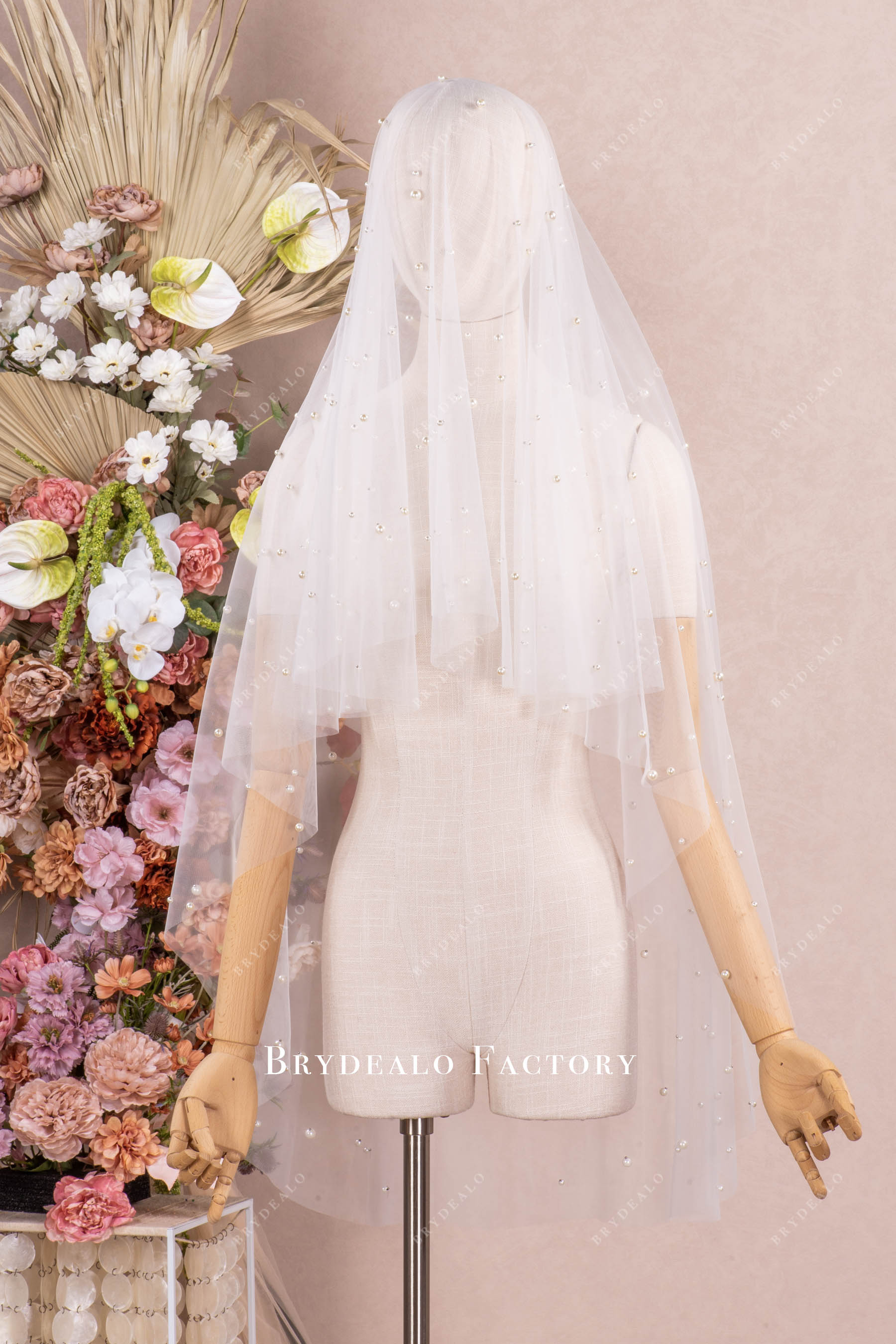 dreamy pearl wedding veil