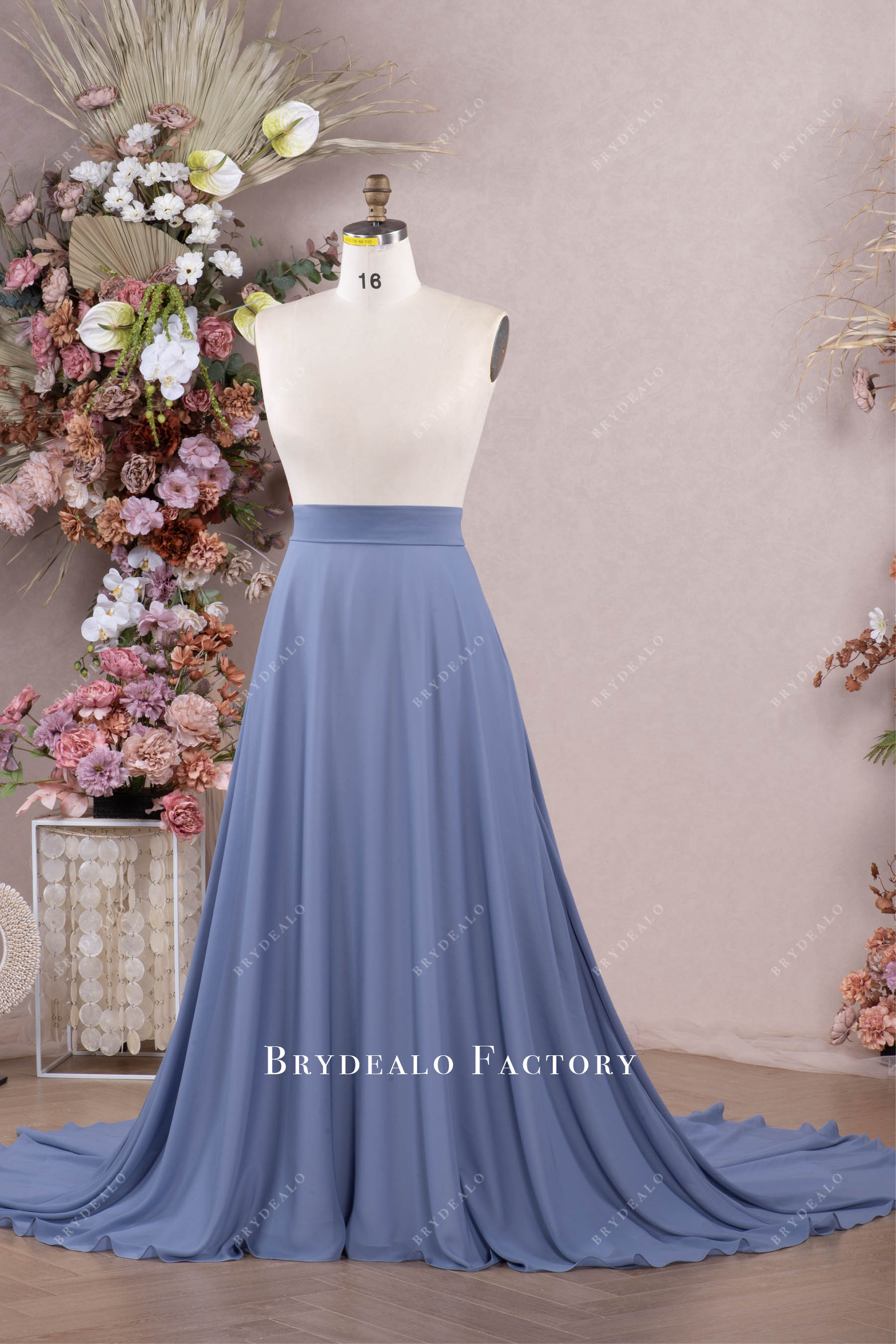 dusty blue chiffon Aline skirt