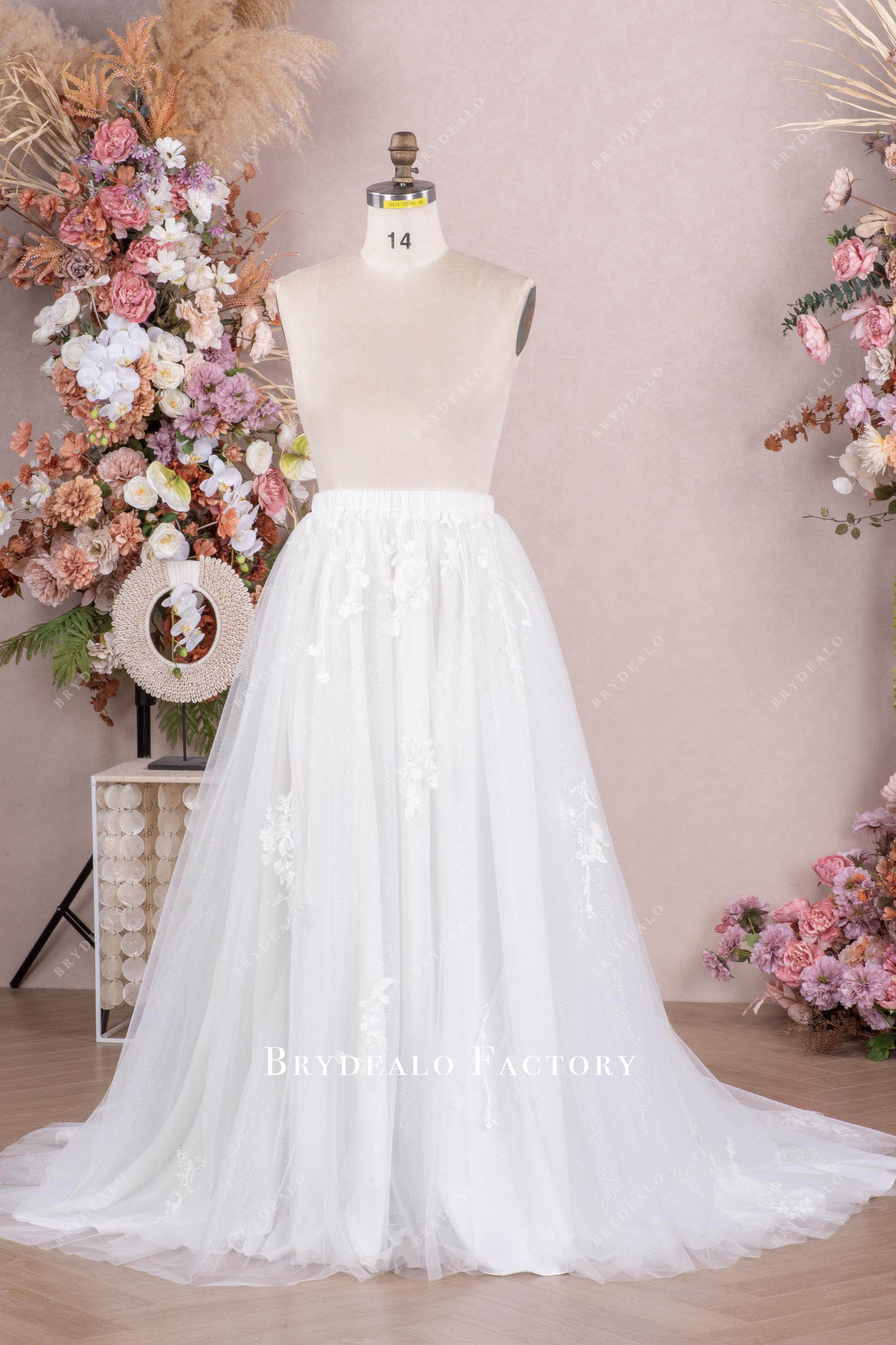 elastic waist puffy bridal Aline overskirt