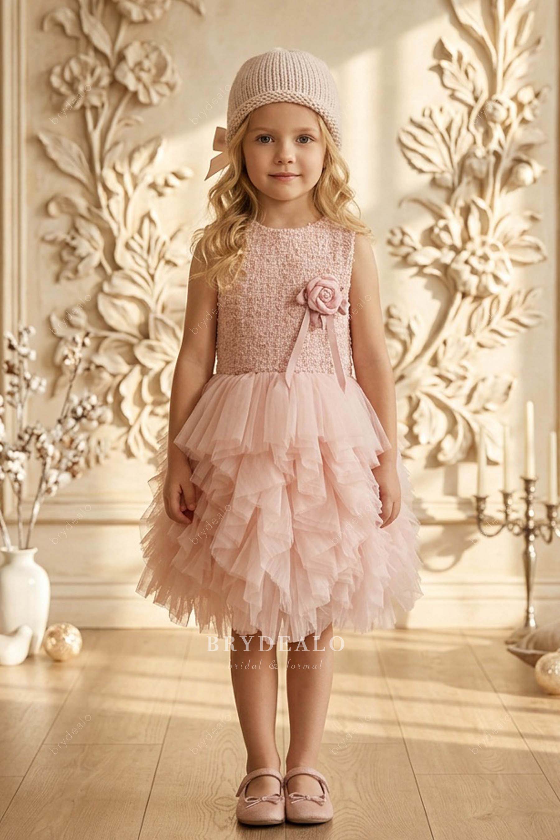 elegant knee length kids formal dress
