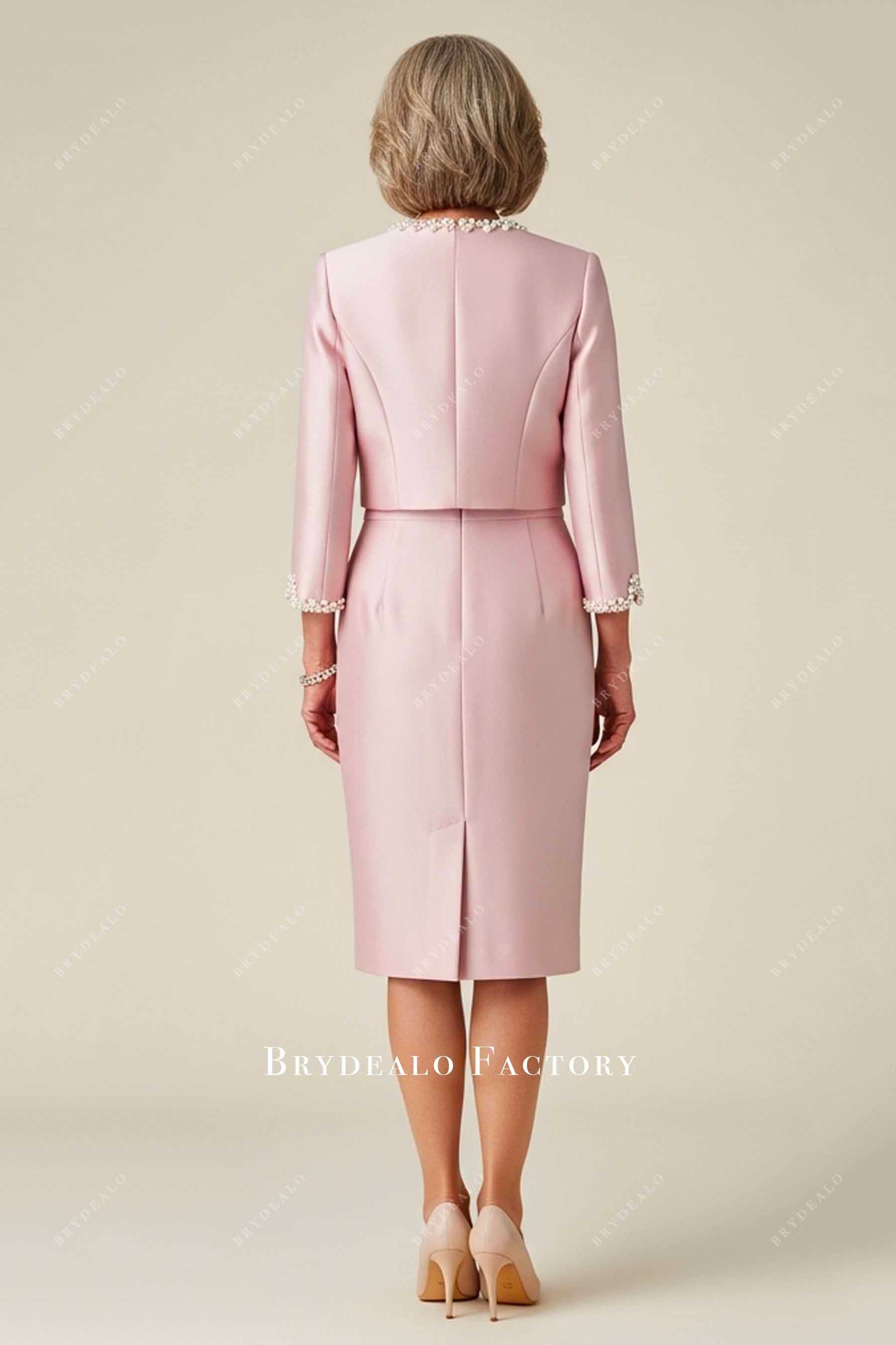 elegant pearl jacket mother of bride dress